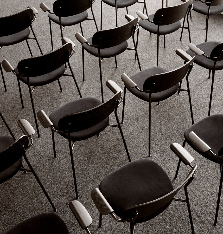 CO Armchair black oak veneer with chrome base