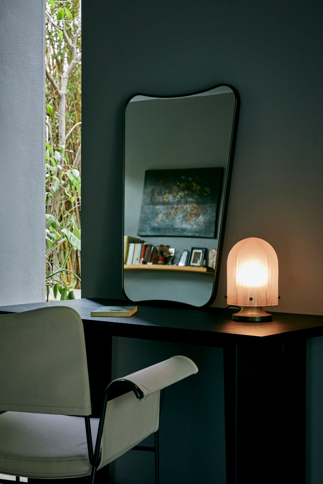 Stolní lampa SEINE růžové sklo
