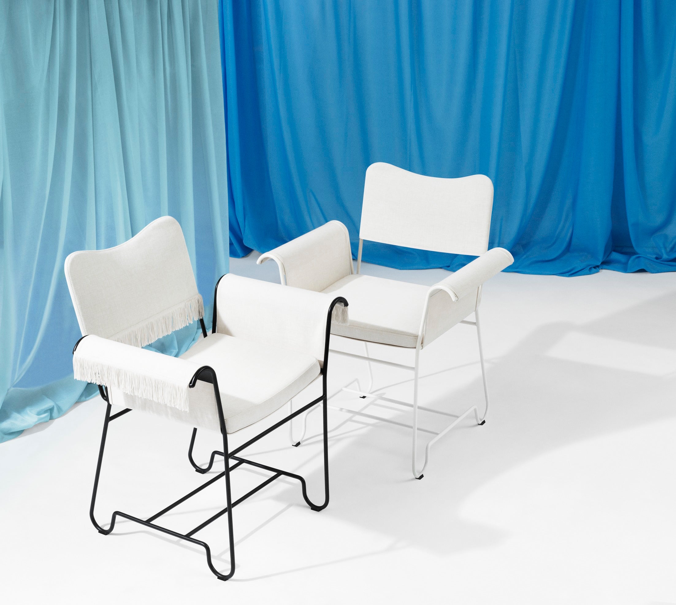 TROPIQUE cream garden chair with a white steel base