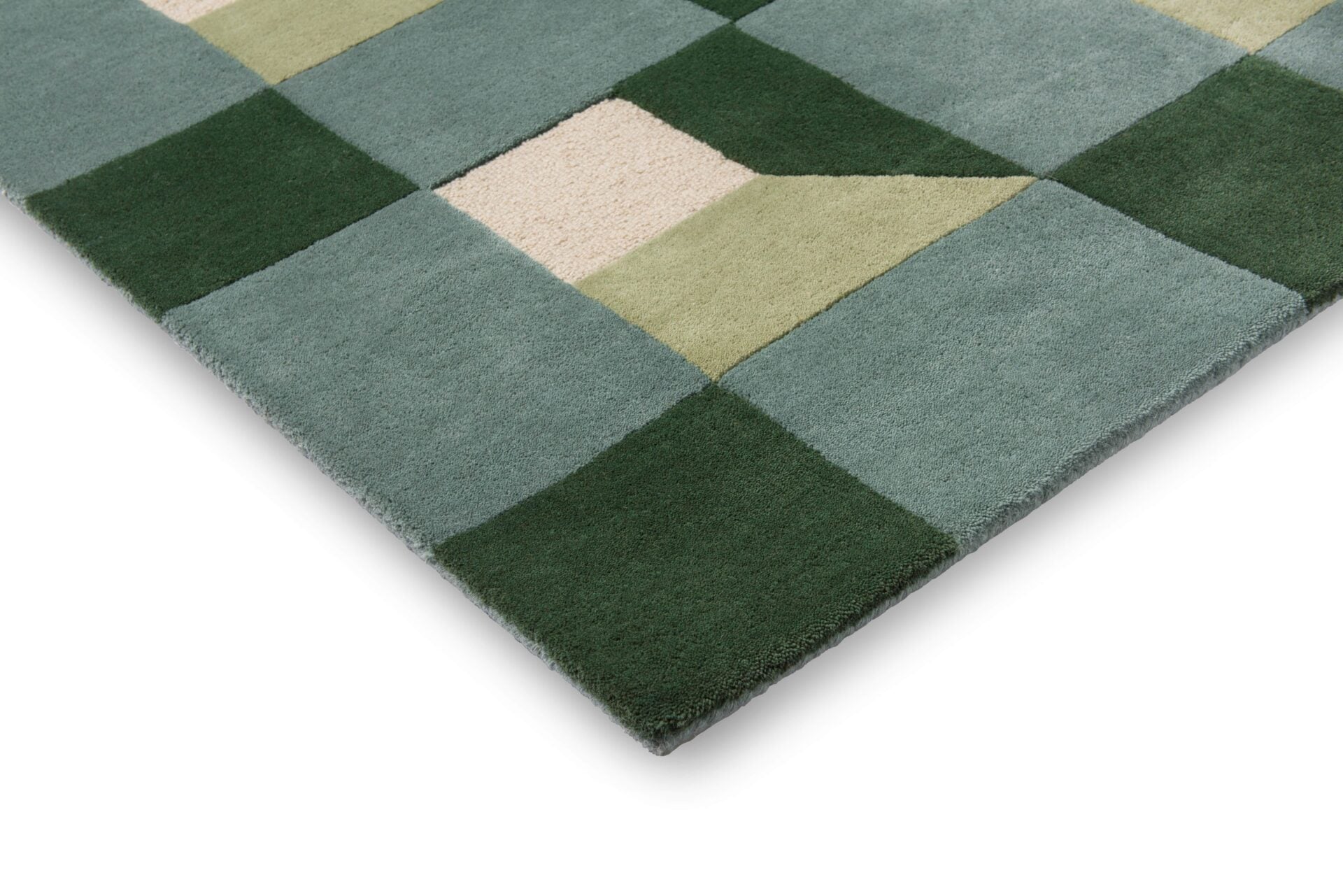 BLOCKS FERN rug in green-beige