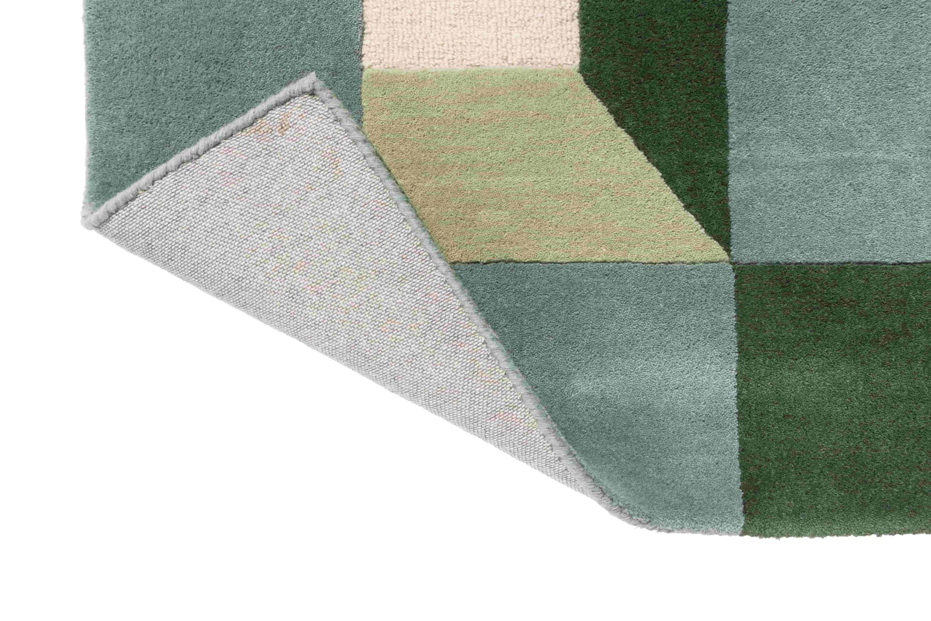 BLOCKS FERN rug in green-beige