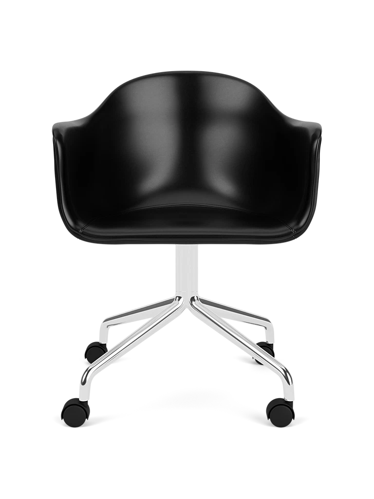 HARBOUR office armchair black leather with aluminum base