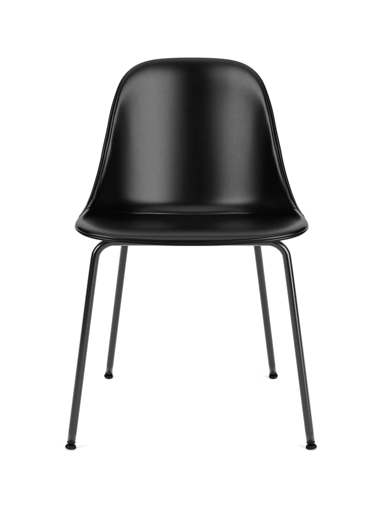 HARBOUR chair black leather with black steel base