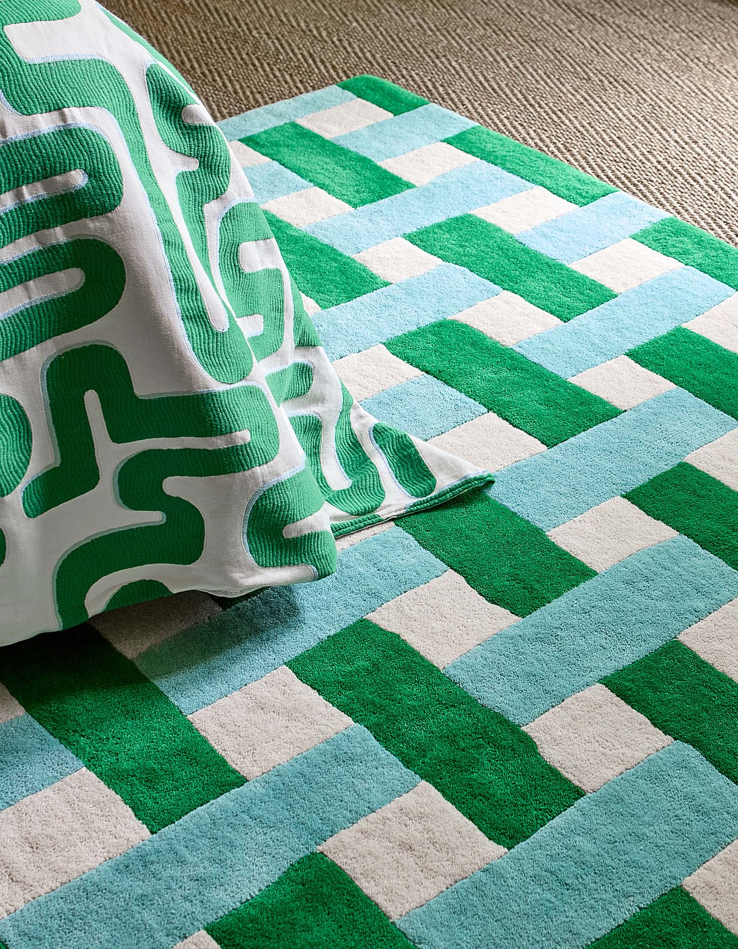 Koberec BASKETWEAVE EMERALD AQUAMARINE zeleno-modrý