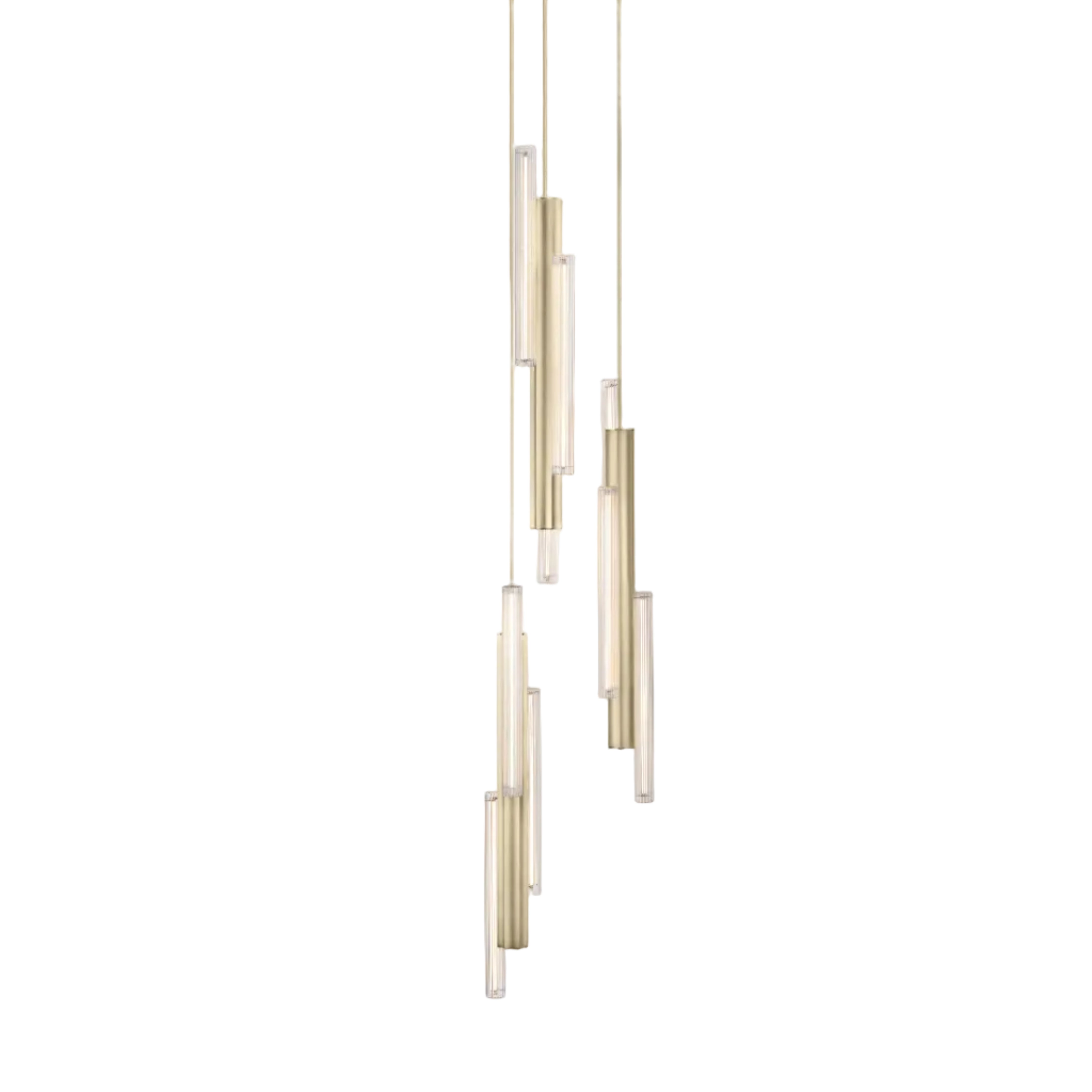 Lampa visící 3-bodová HAIL kartáčovaný zlatý