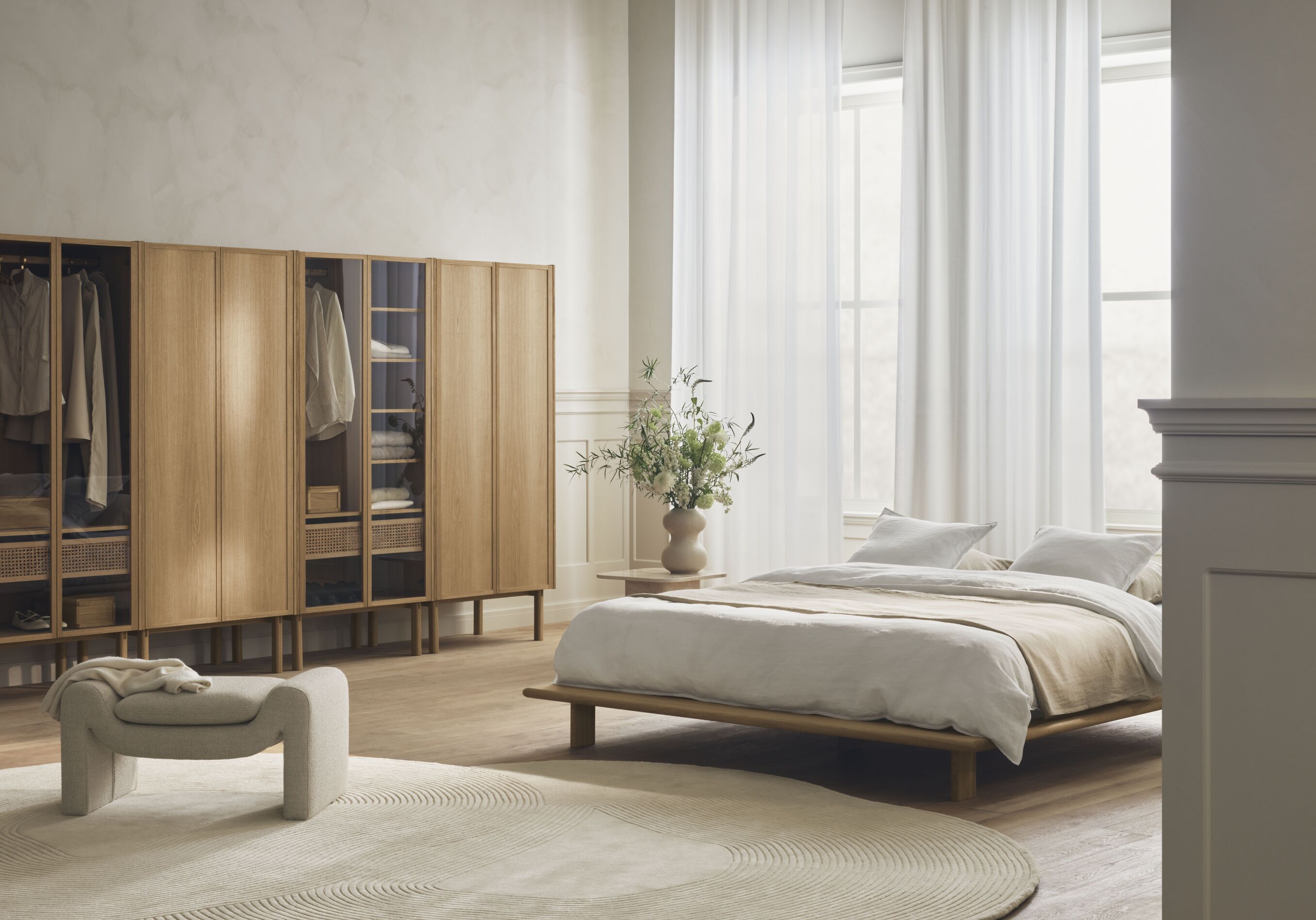 Skříň se skleněnými dveřmi CANA dubové dřevo