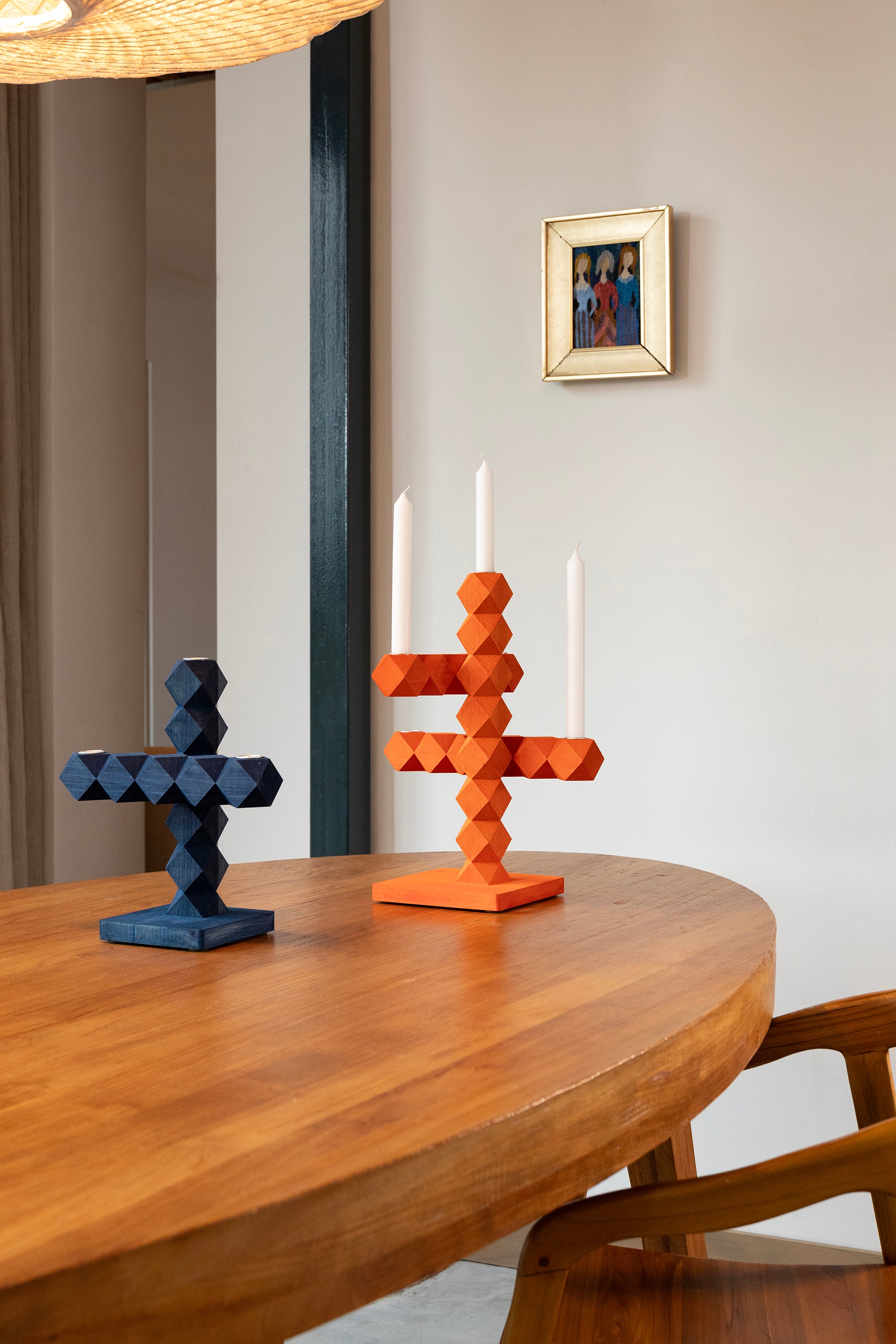 Svícen CLEAN CUT modrý