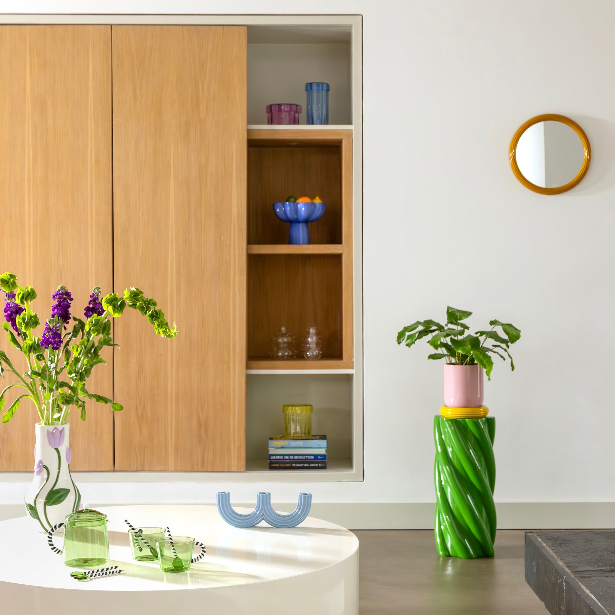 Kulaté lustro CHURROS hořčicové