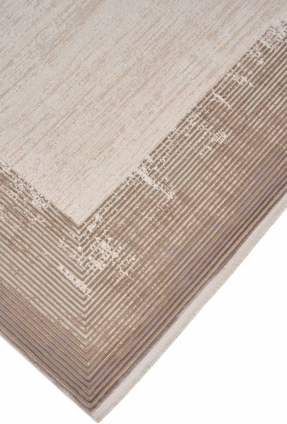 BORDER Beige Carpet with Brown