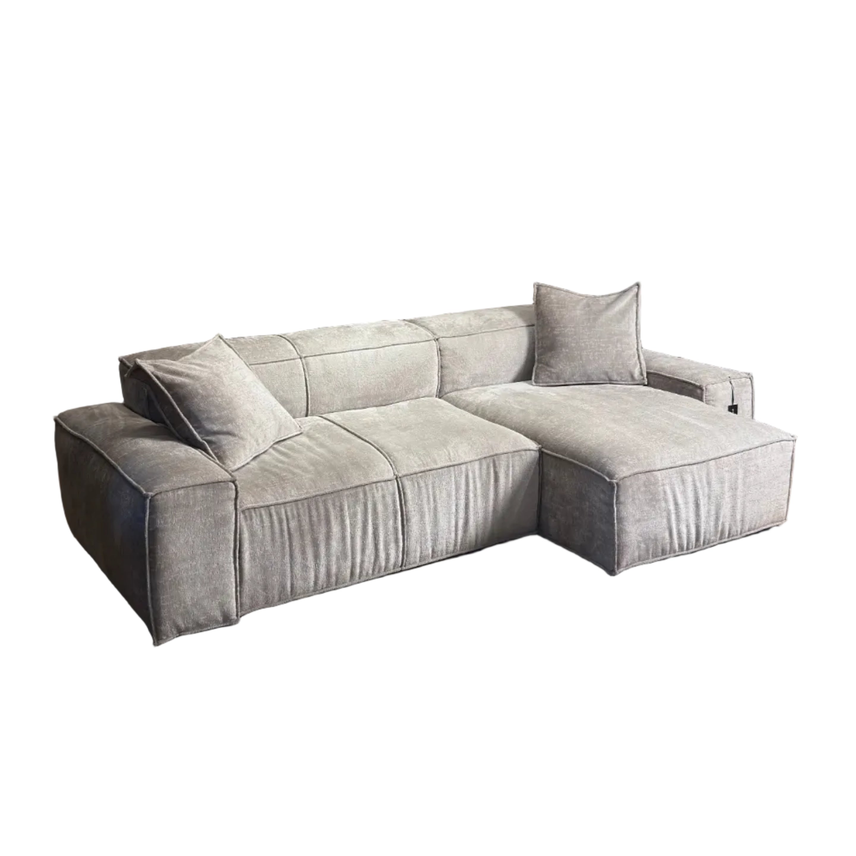 Narožník se 2 polštáři CUSHIONS šedý v látce Smeraldo - po výstavě
