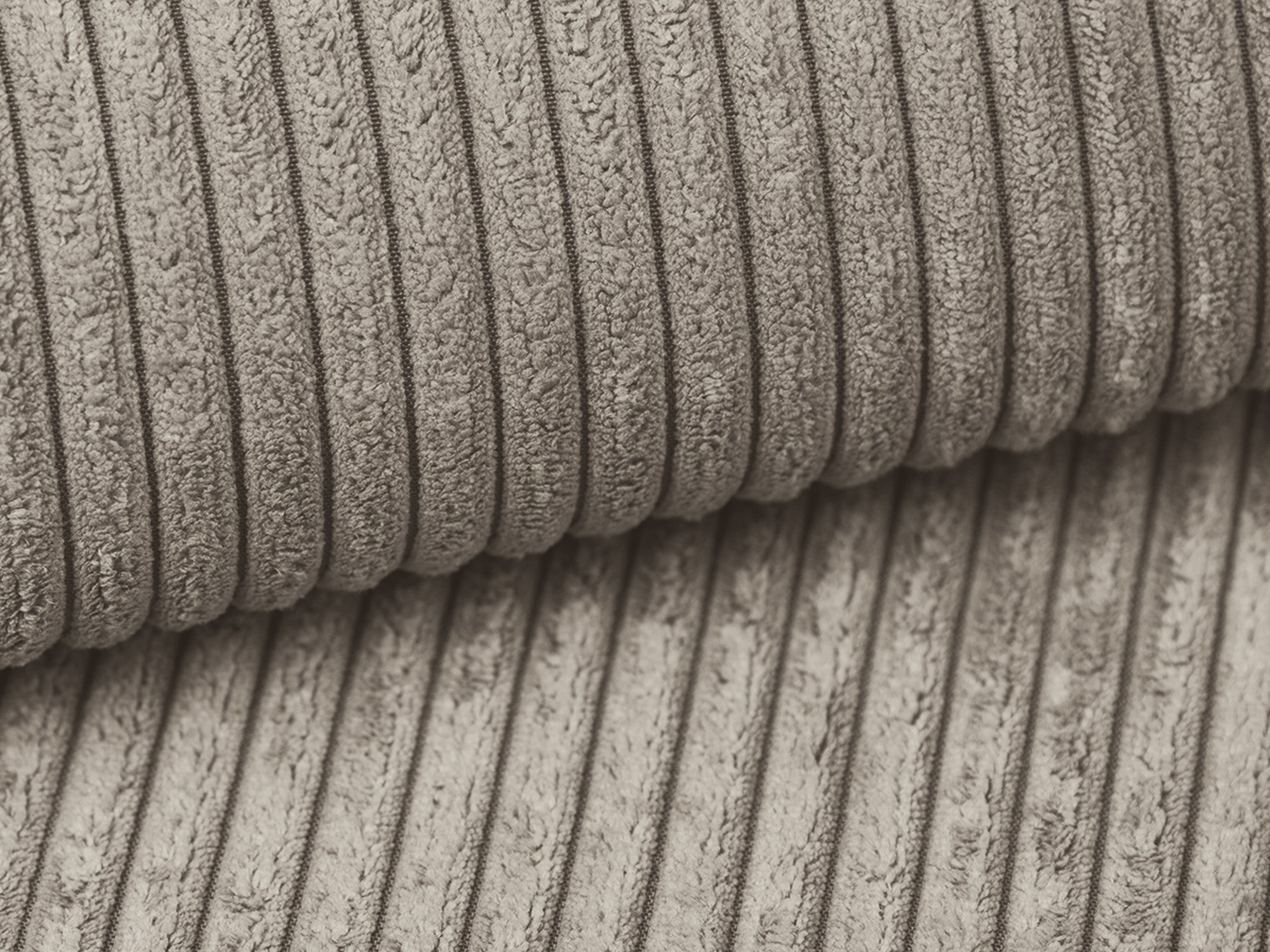 Pohovka 3-místná s funkcí spaní KALENA tmavě béžový kordurovým materiálem