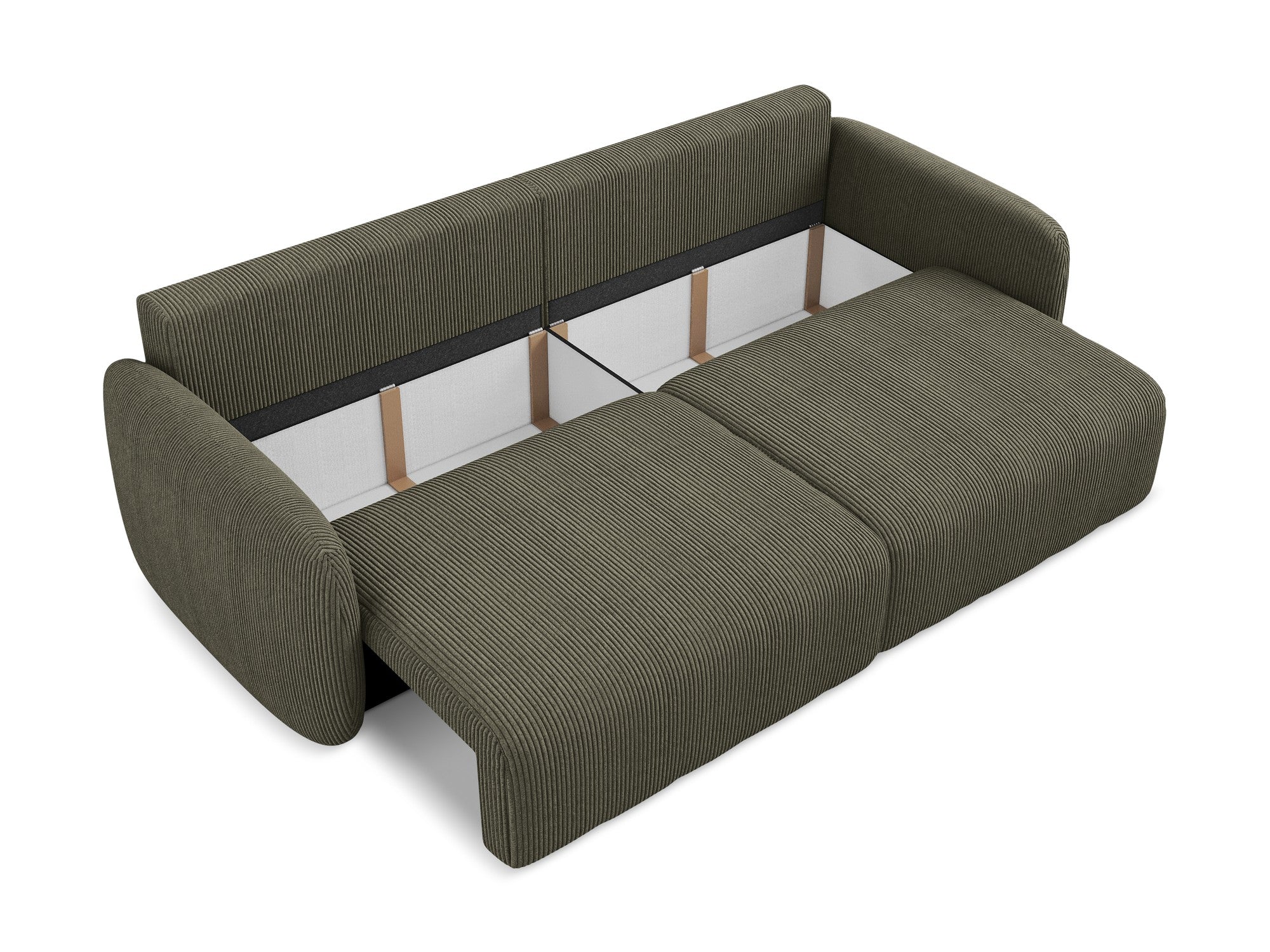 3-Seater Sofa with Sleeping Function KALENA Olive Corduroy