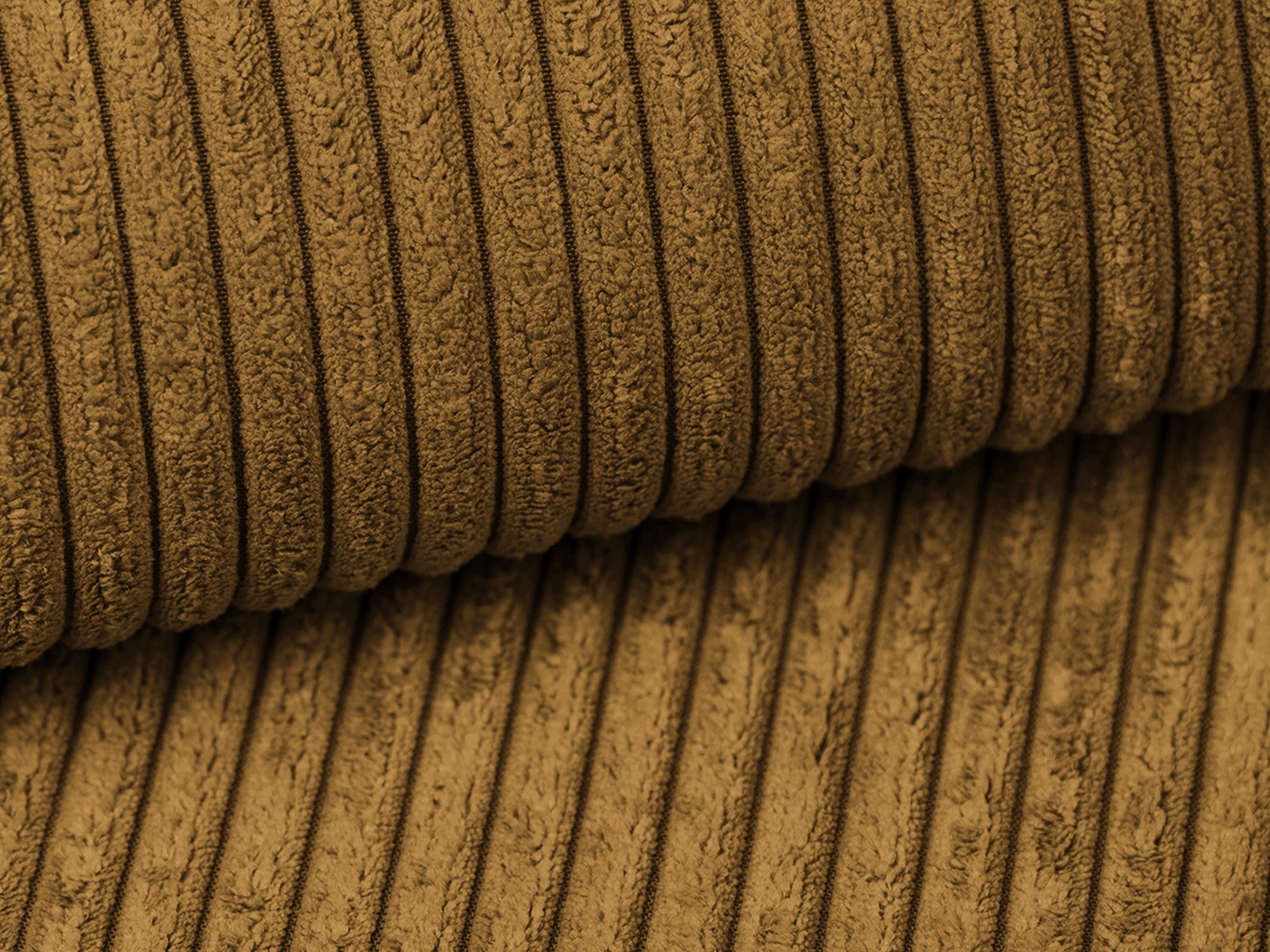 Pohovka 3-místná s funkcí spaní KALENA hořčičný kordurovým materiálem