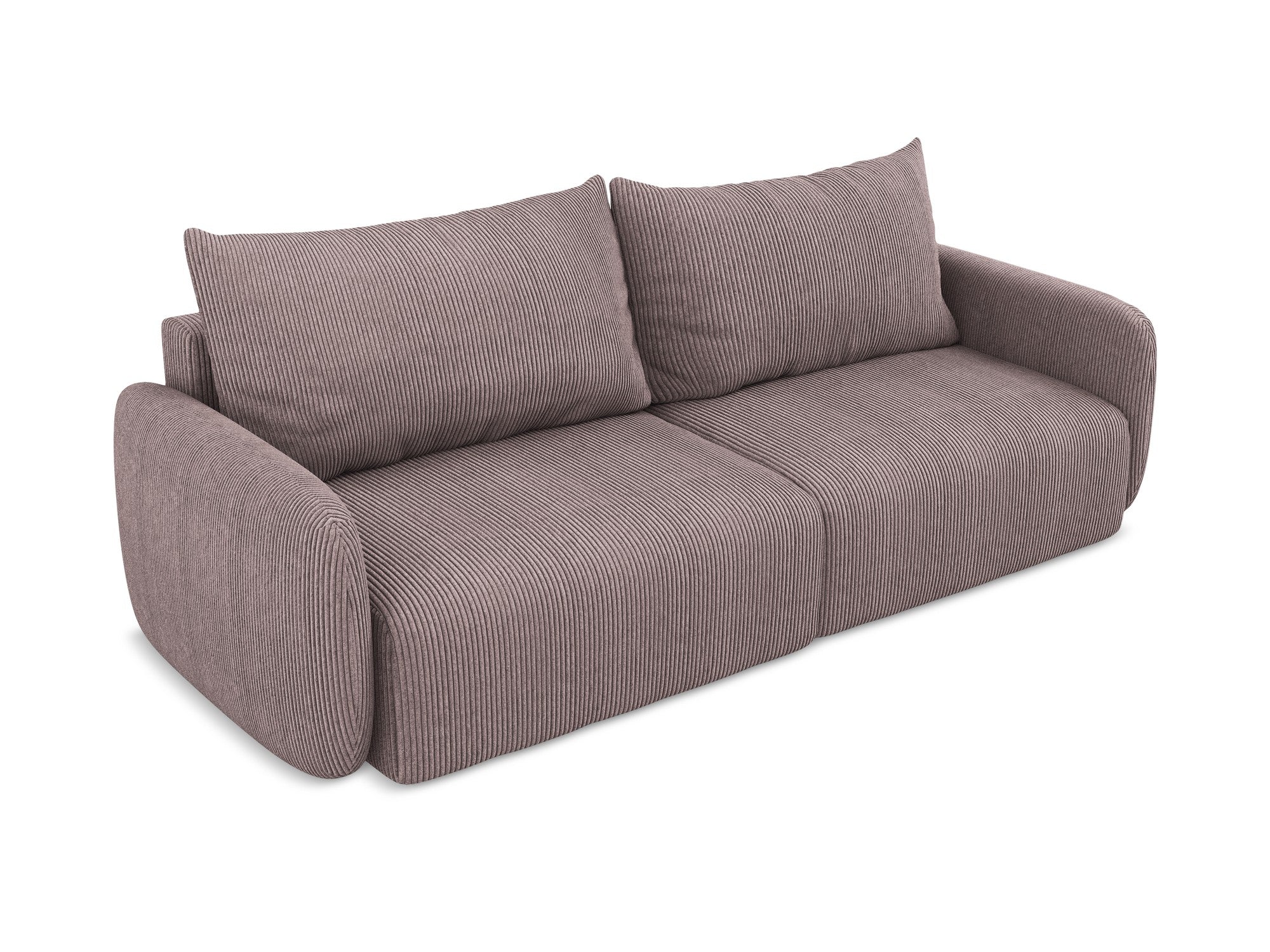 3-Seater Sofa with Sleeping Function KALENA in Muted Pink Corduroy