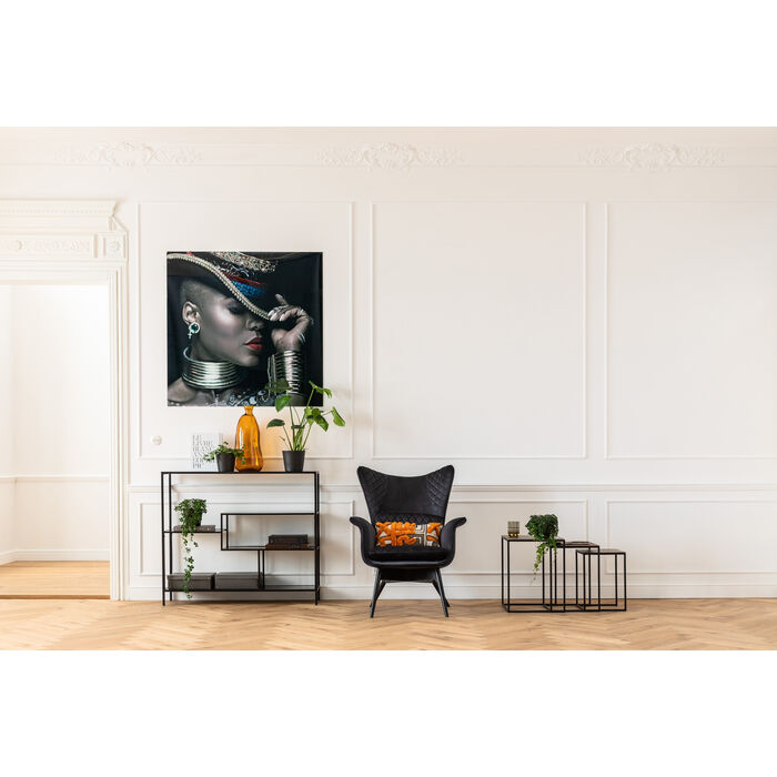 Console with shelves black loft