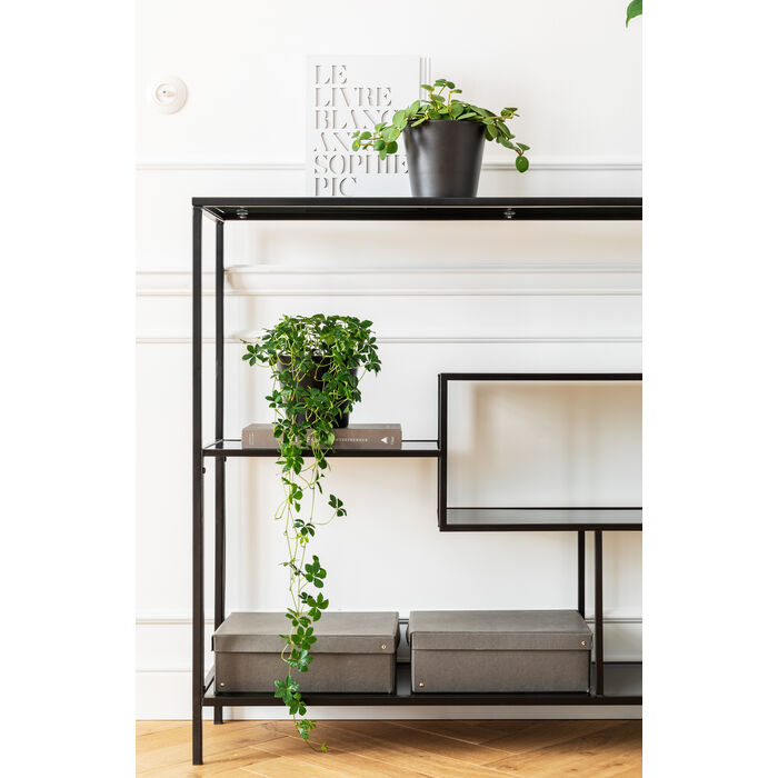 Console with shelves black loft