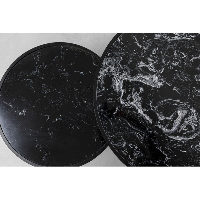 A set of roma marble coffee tables with black