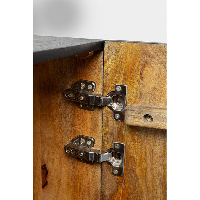 Skříň MADEIRA tmavě hnědé dřevo se zlatým podstavcem