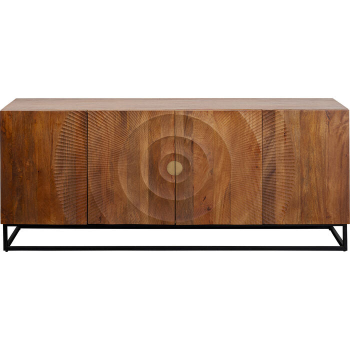 Komoda 4-dveřová MADEIRA z masivního dřeva s černým podstavcem