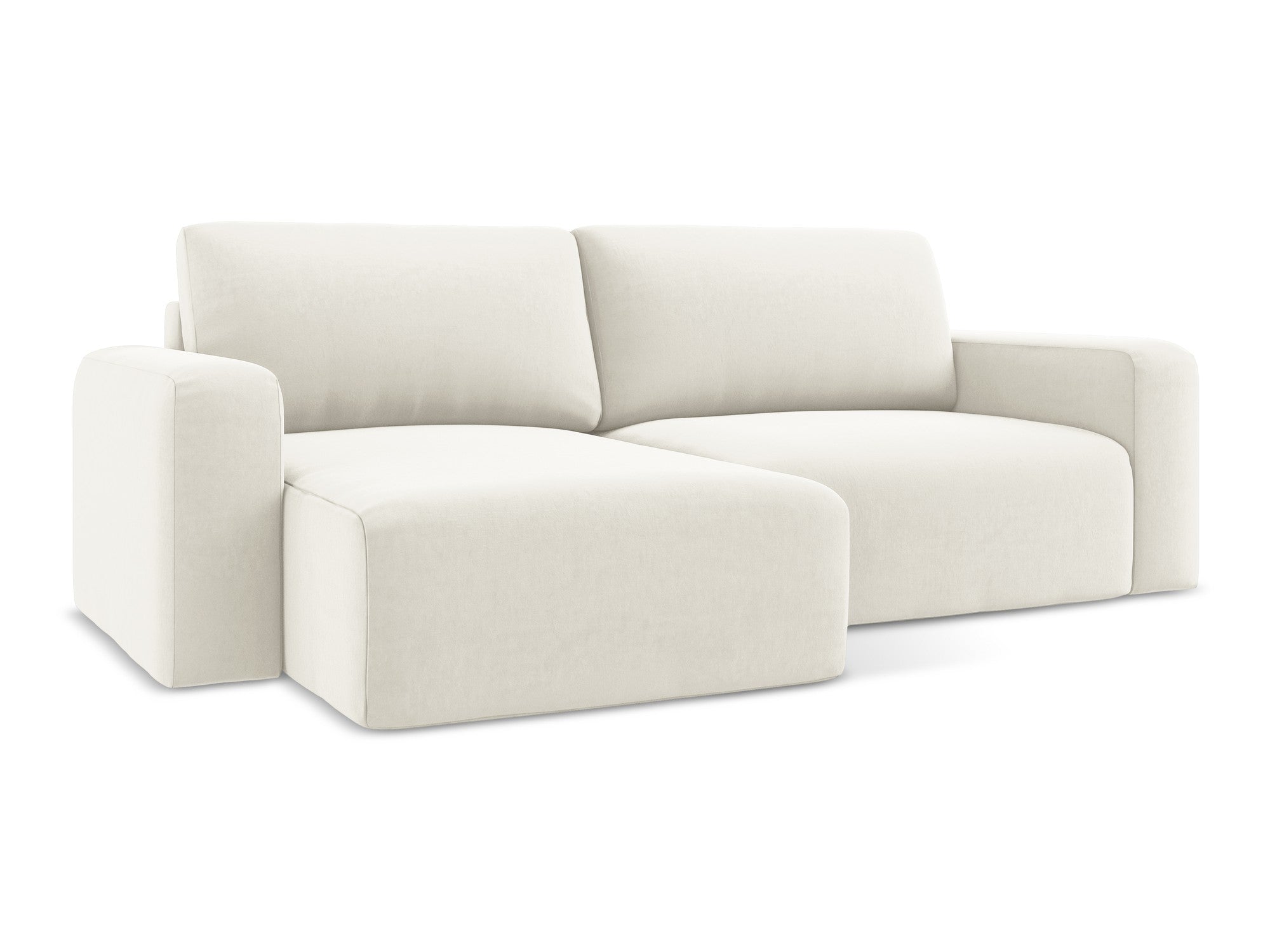 Left-facing velvet corner sofa bed KONA light beige