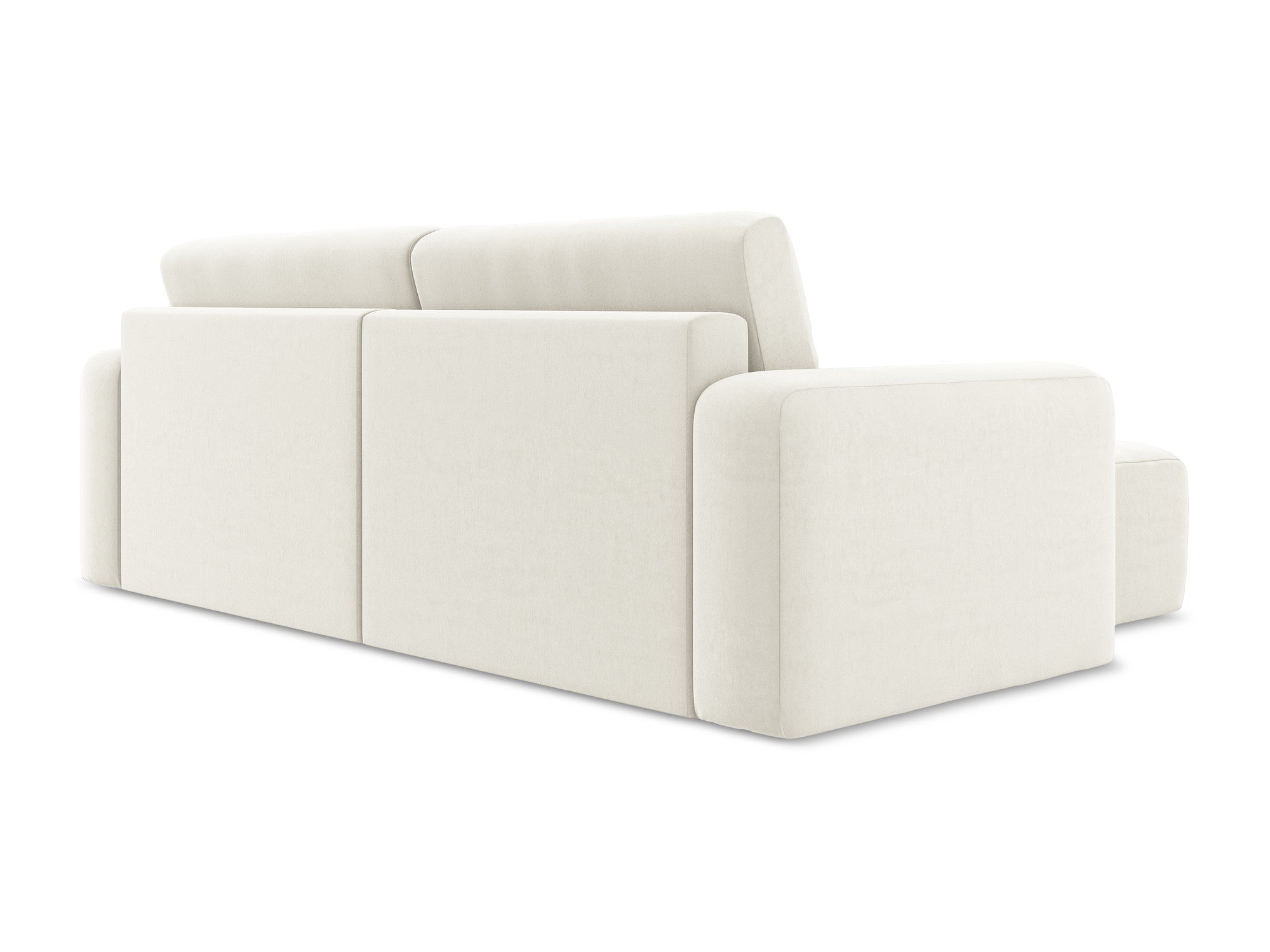 Left-facing velvet corner sofa bed KONA light beige