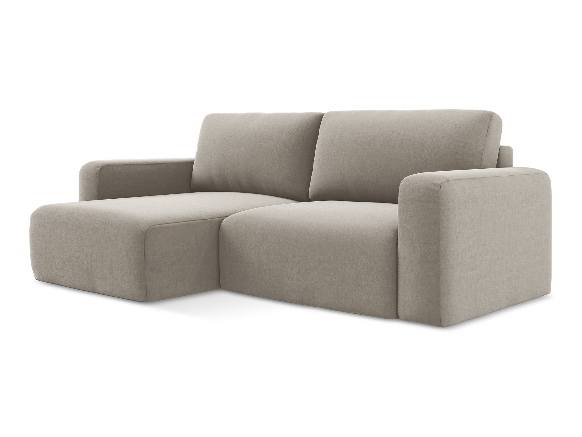 Left-facing velvet corner sofa bed KONA taupe