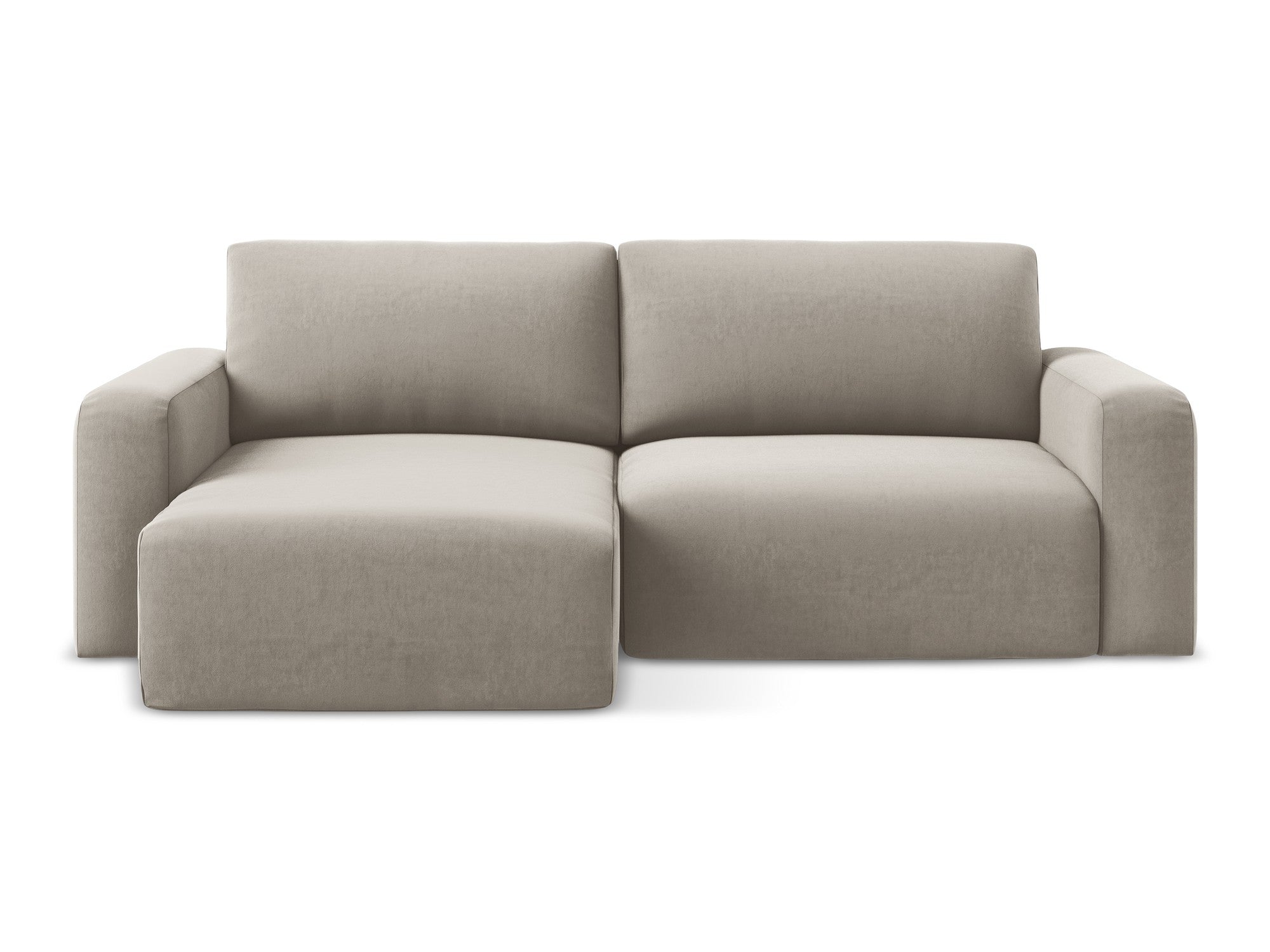 Left-facing velvet corner sofa bed KONA taupe
