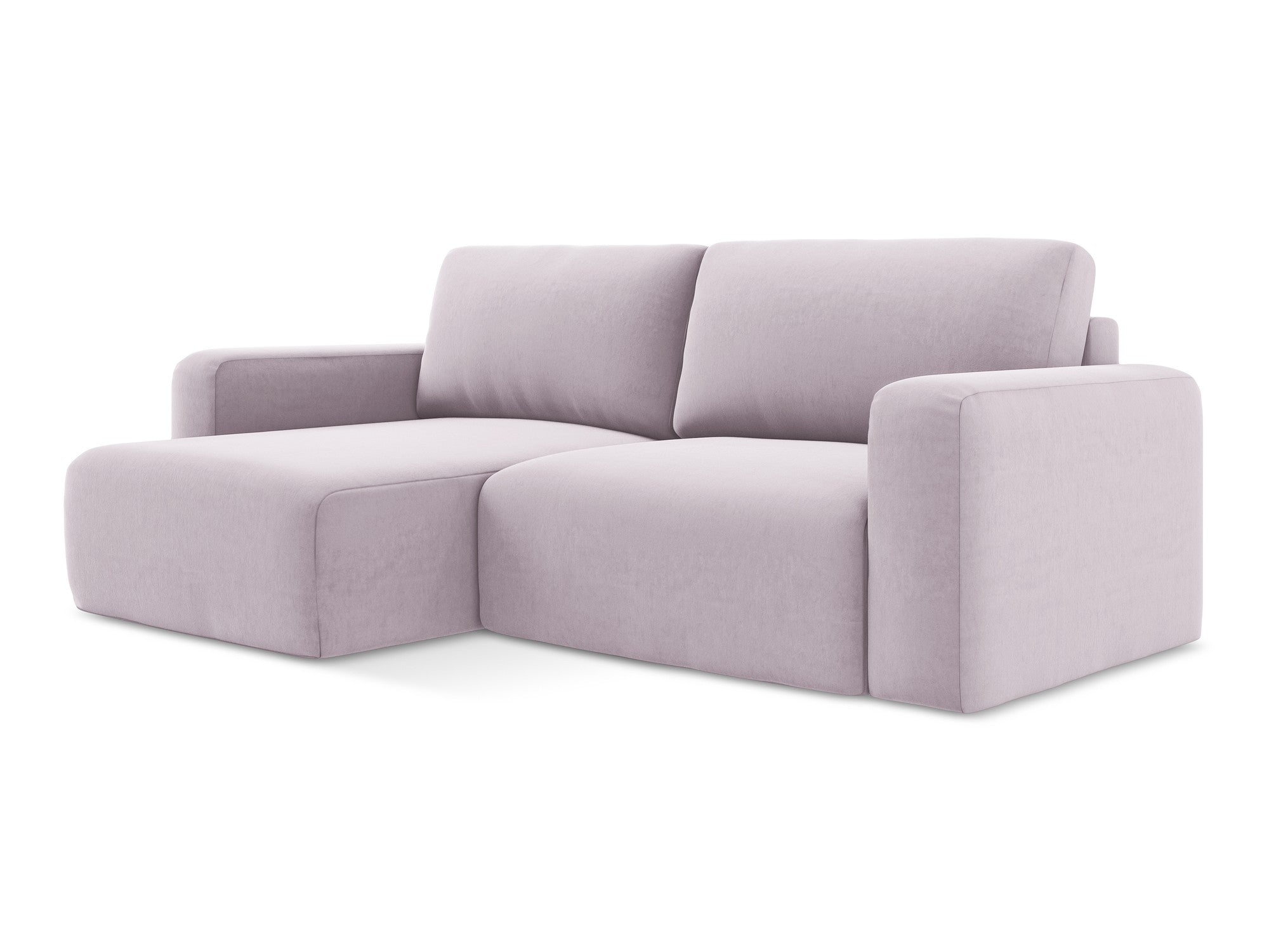 Left-facing velvet corner sofa bed KONA in lavender