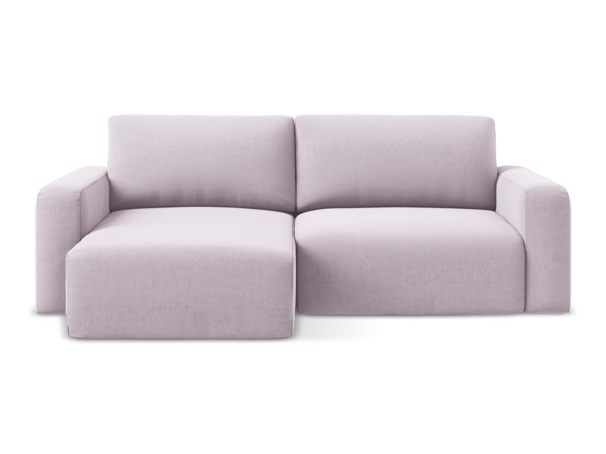Left-facing velvet corner sofa bed KONA in lavender