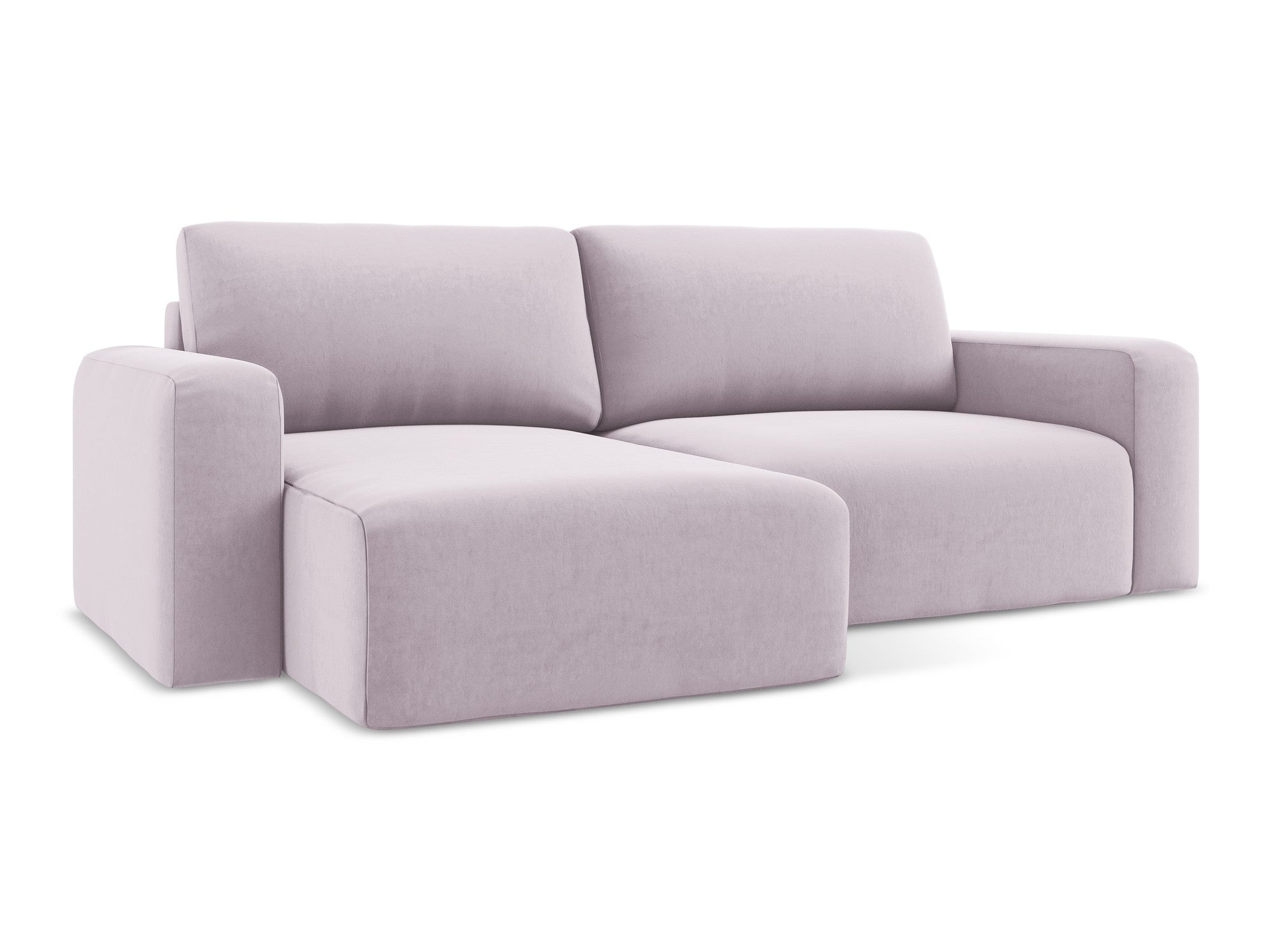 Left-facing velvet corner sofa bed KONA in lavender