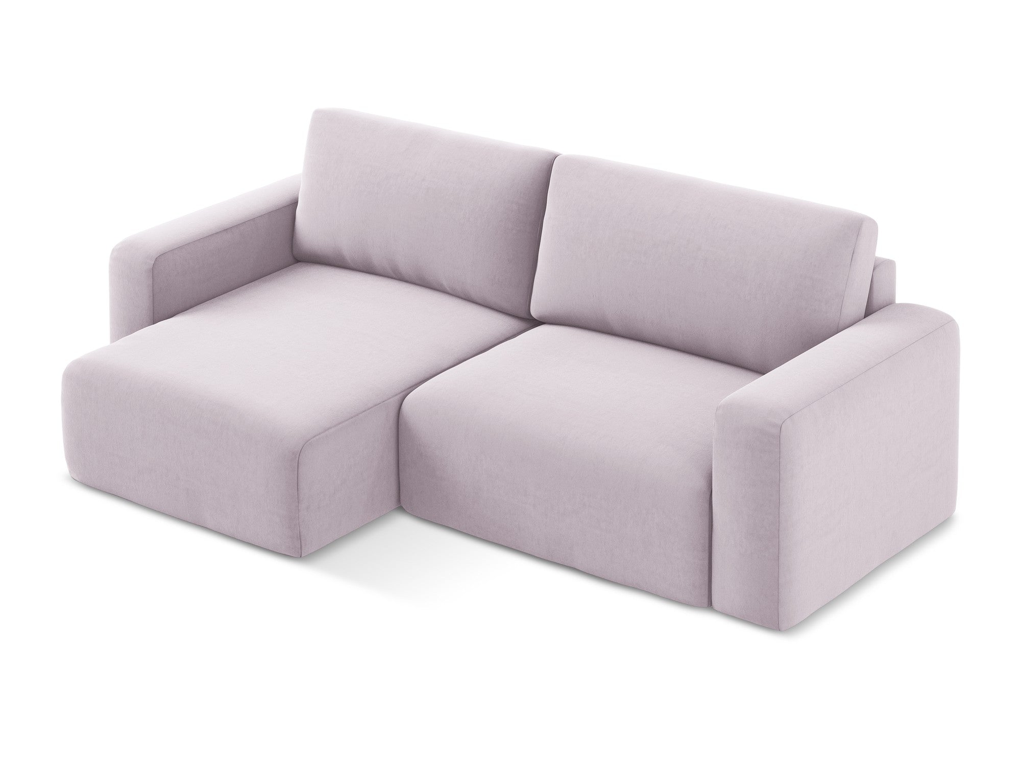 Left-facing velvet corner sofa bed KONA in lavender
