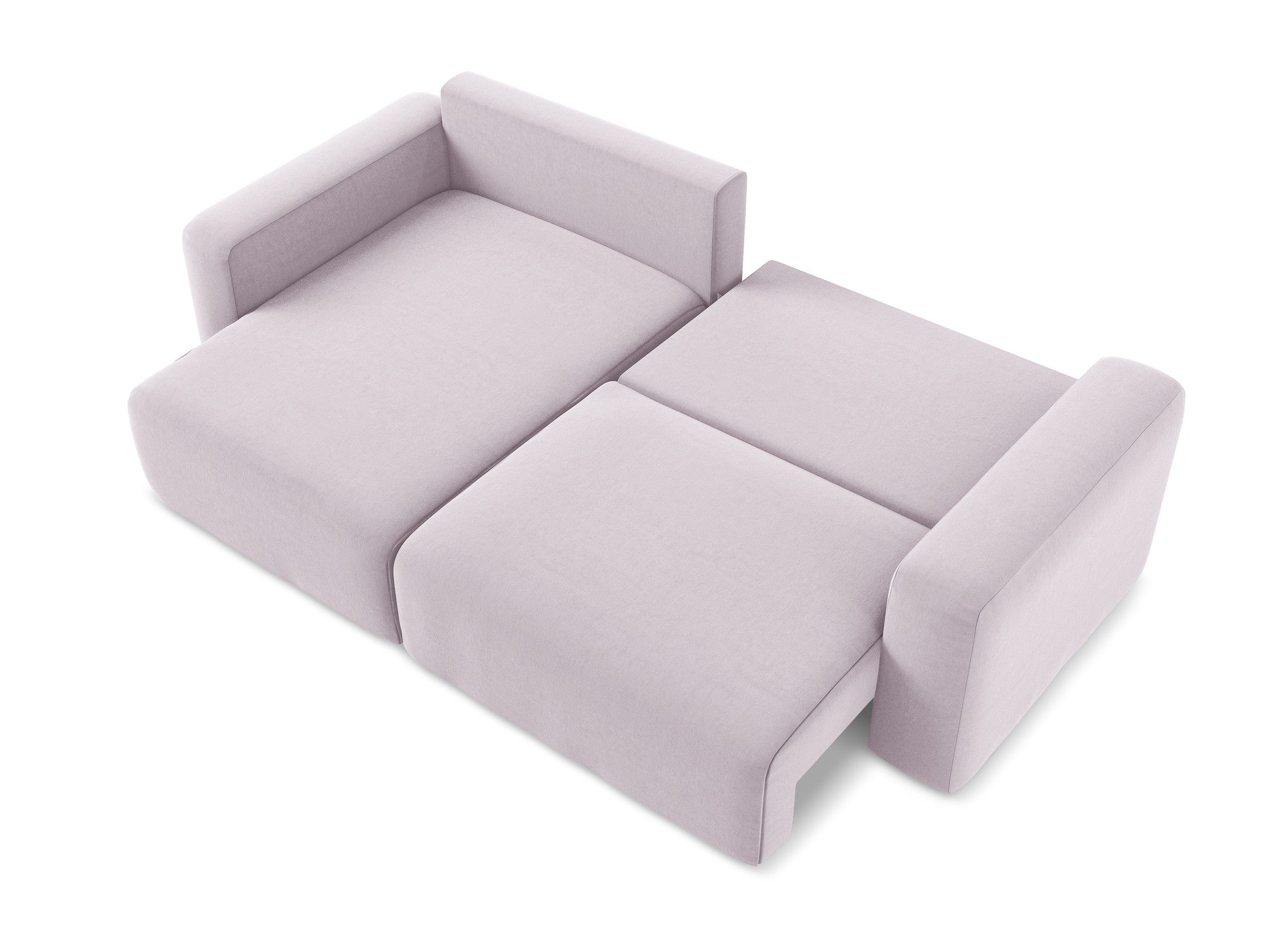 Left-facing velvet corner sofa bed KONA in lavender