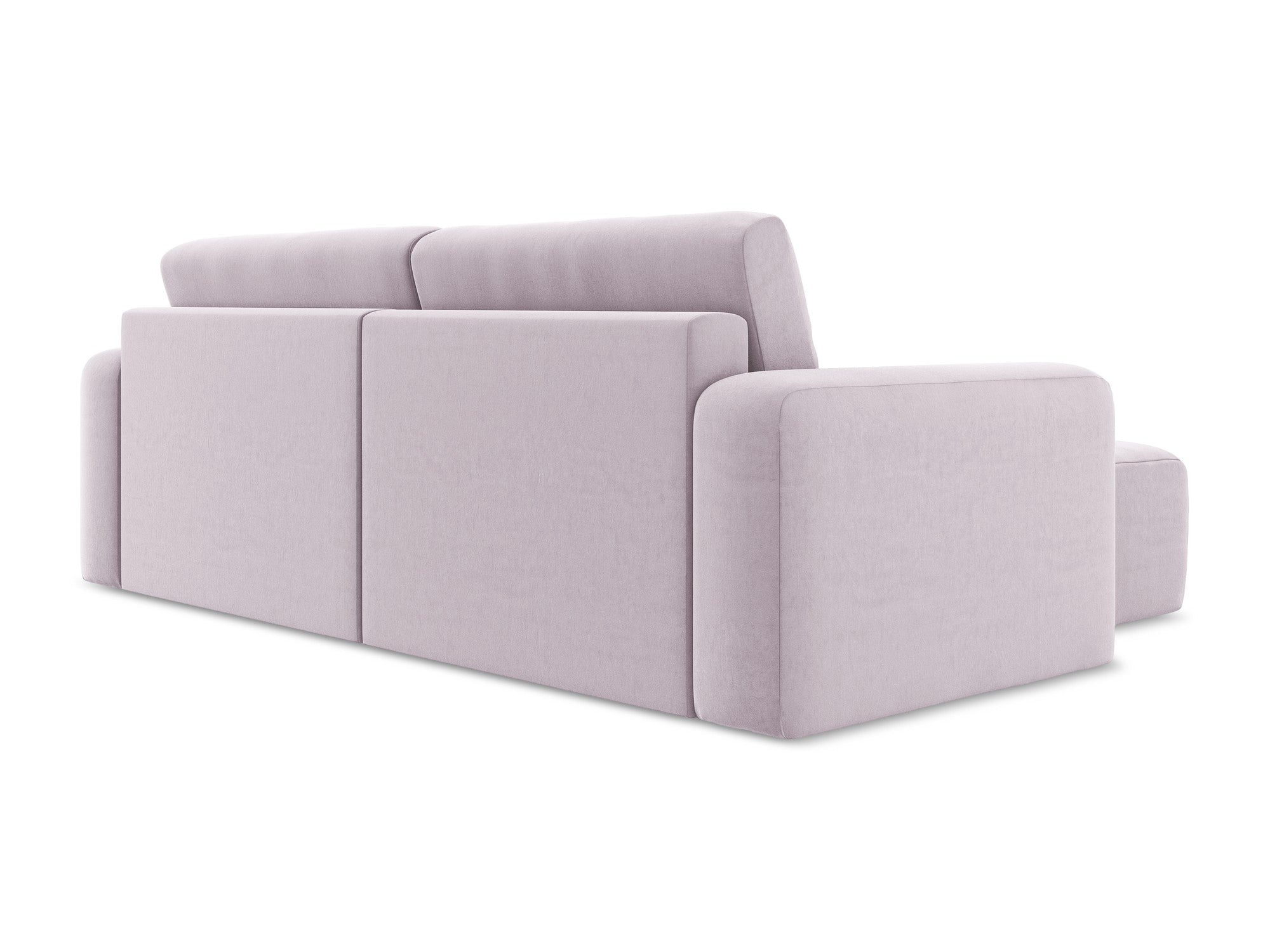 Left-facing velvet corner sofa bed KONA in lavender