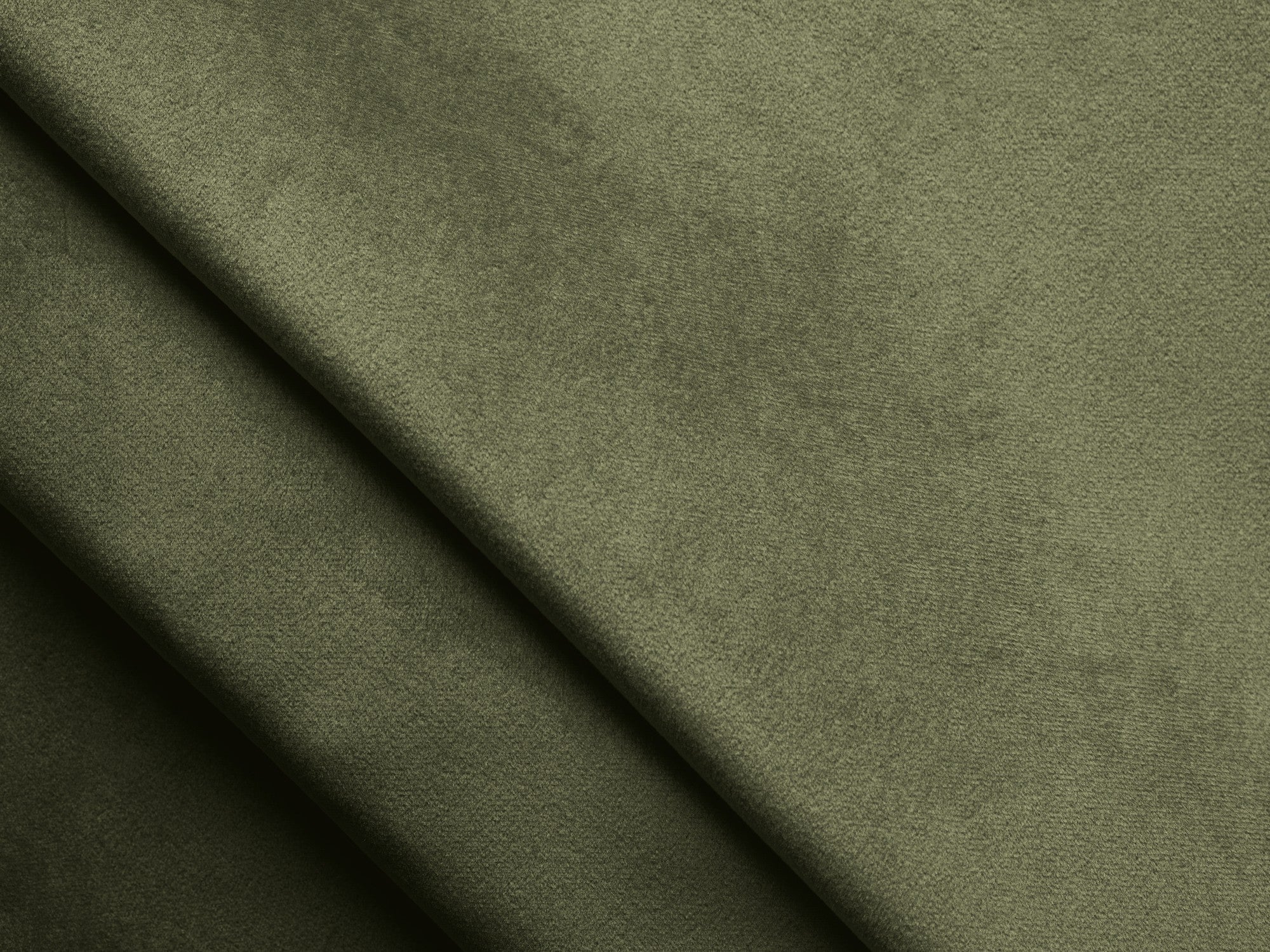 Left-facing velvet corner sofa bed KONA in olive green