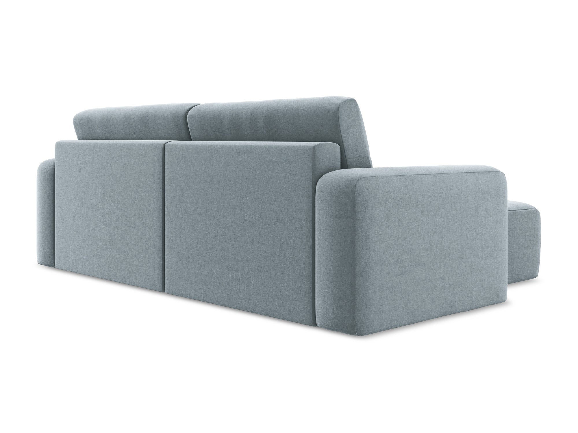 Left-facing velvet corner sofa bed KONA light blue