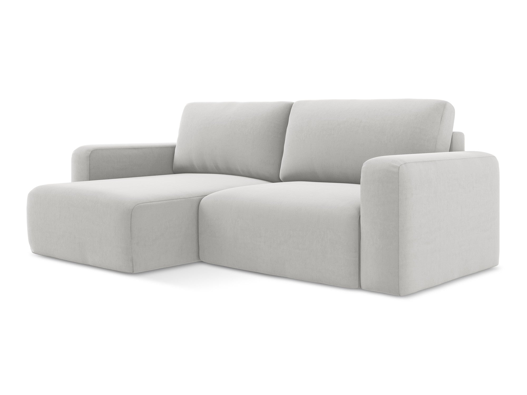 Left-facing velvet corner sofa bed KONA silver gray