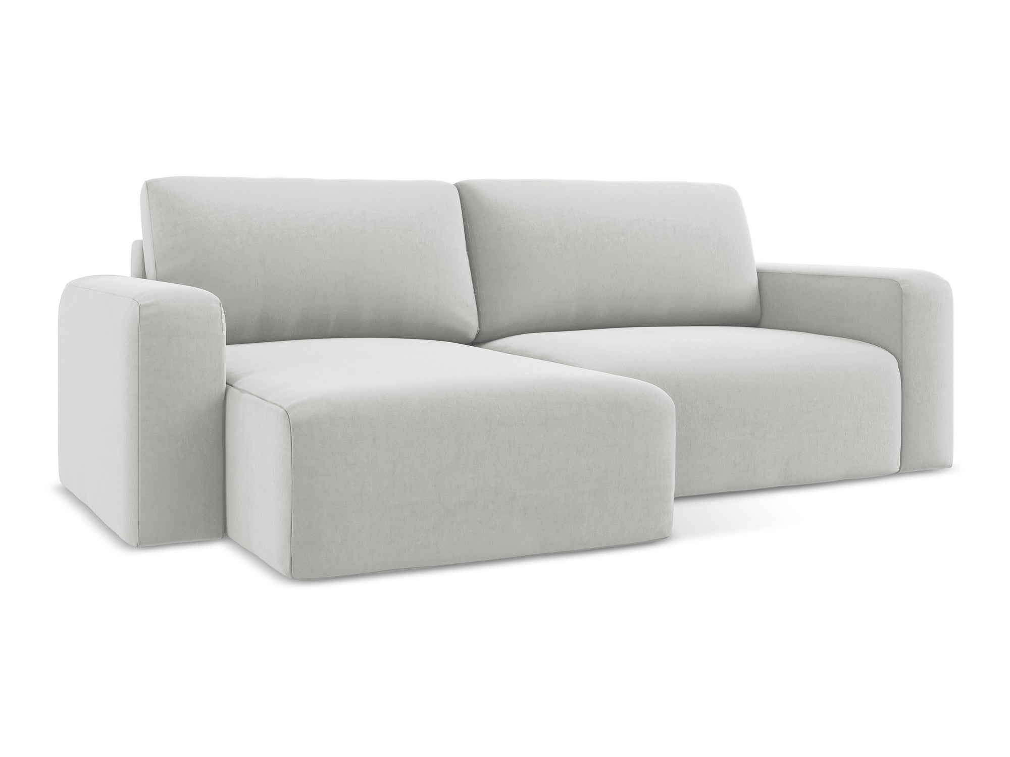 Left-facing velvet corner sofa bed KONA silver gray