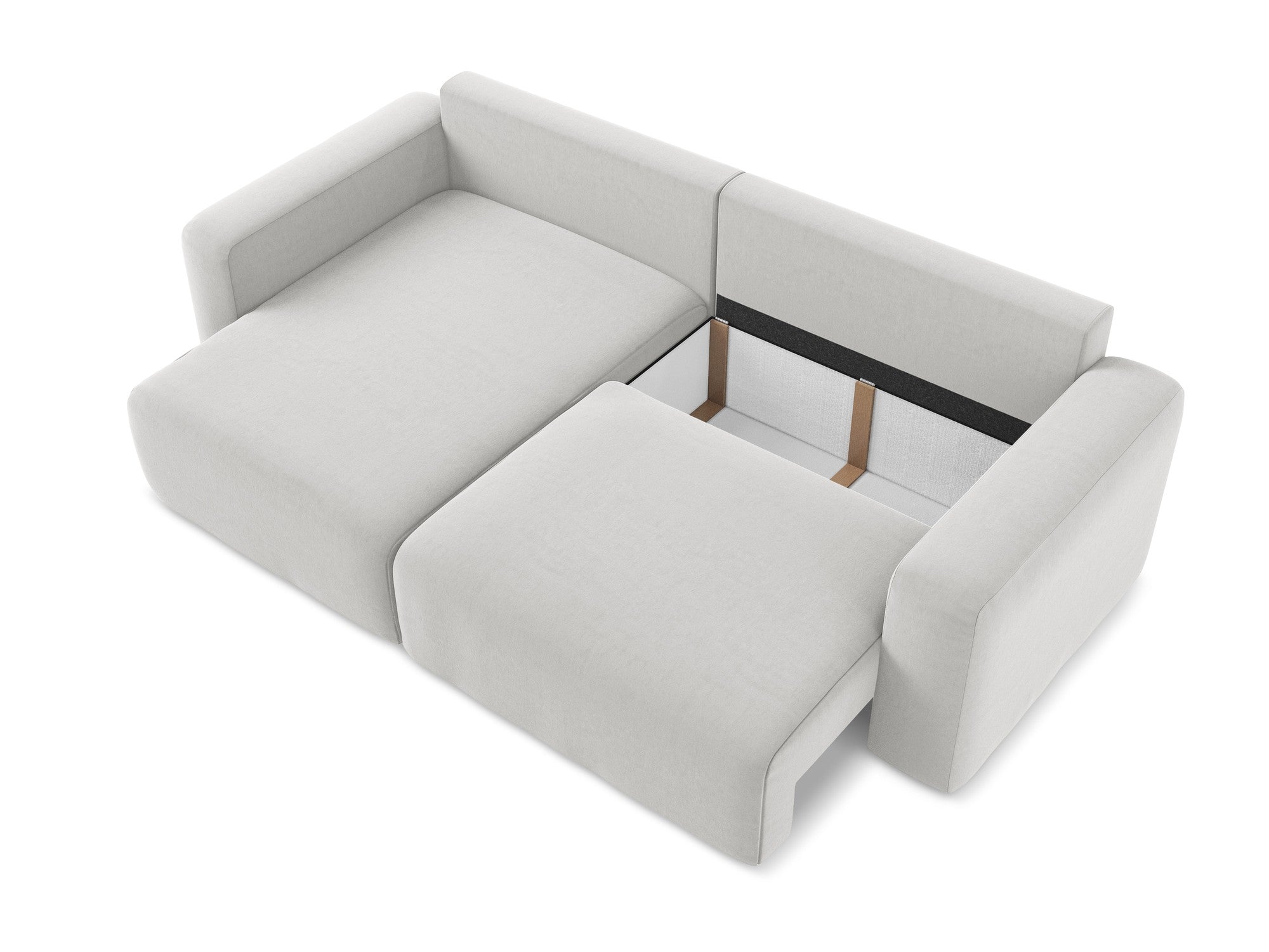 Left-facing velvet corner sofa bed KONA silver gray