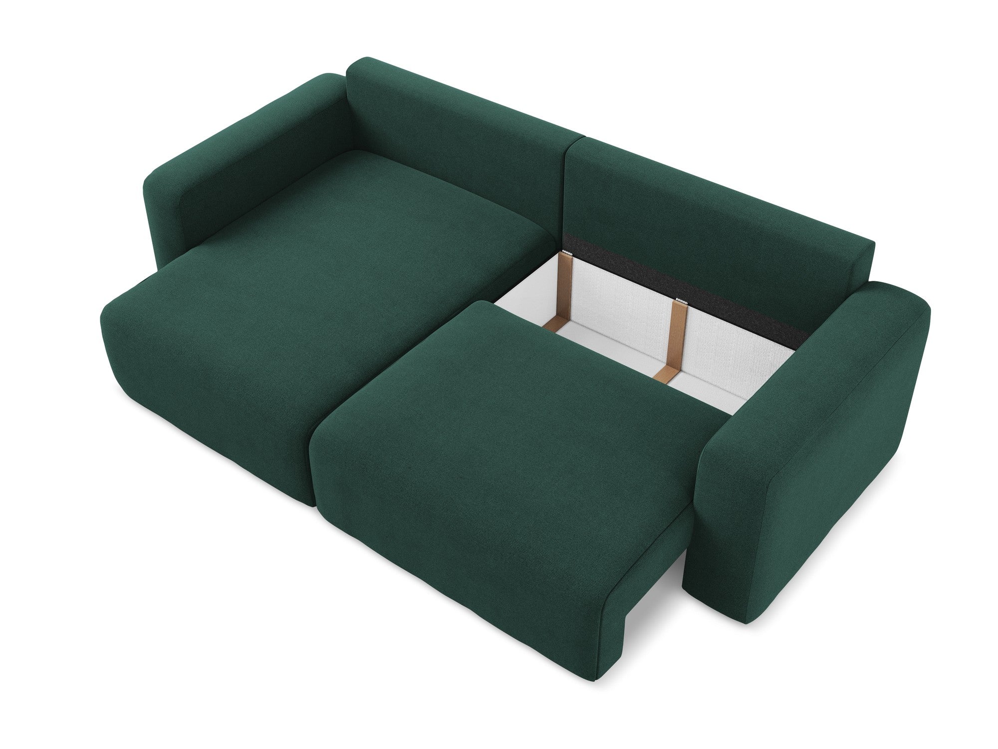 Left-sided corner sofa bed KONA in bottle green