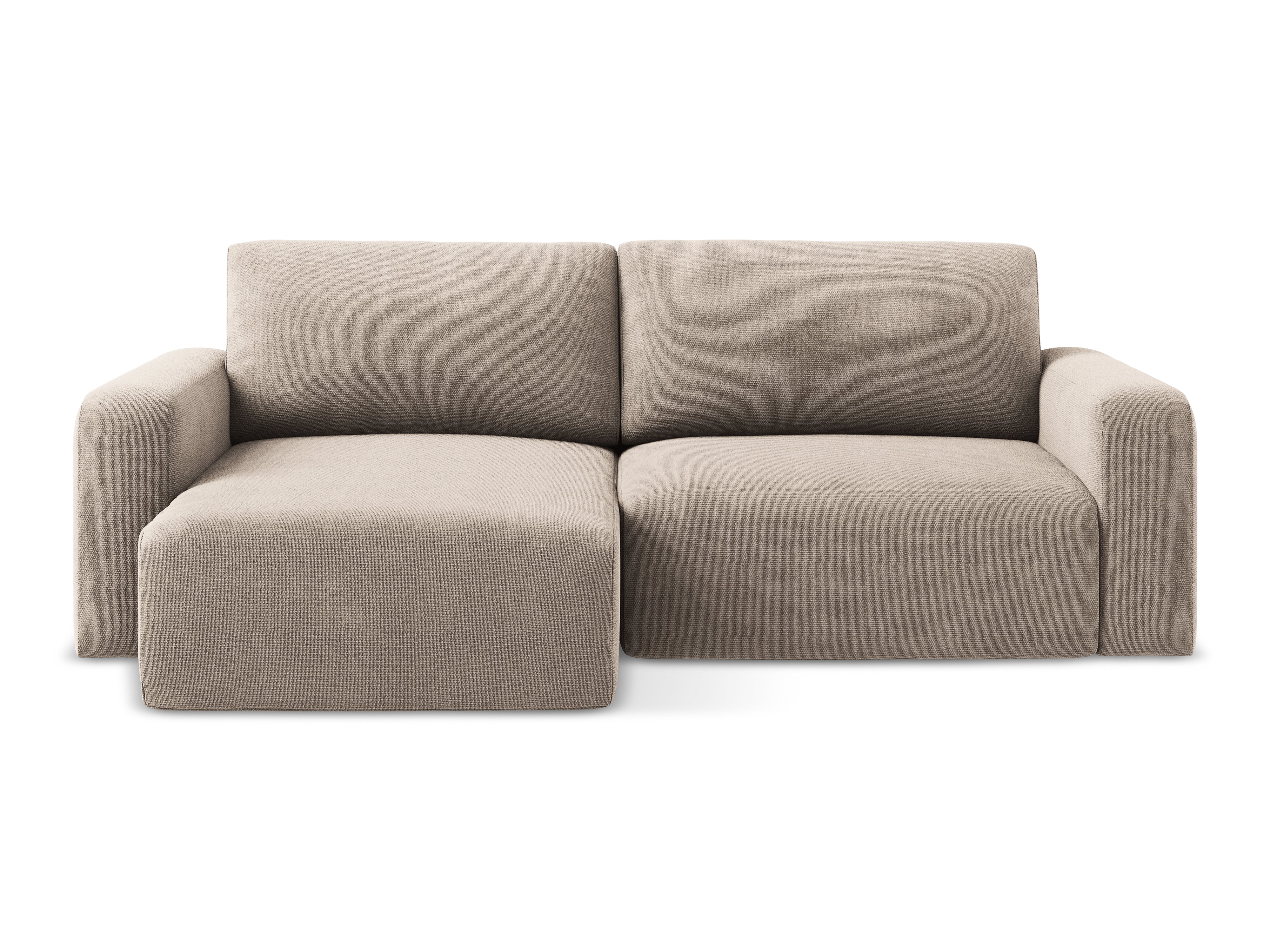 Left-sided corner sofa bed KONA in dark beige chenille