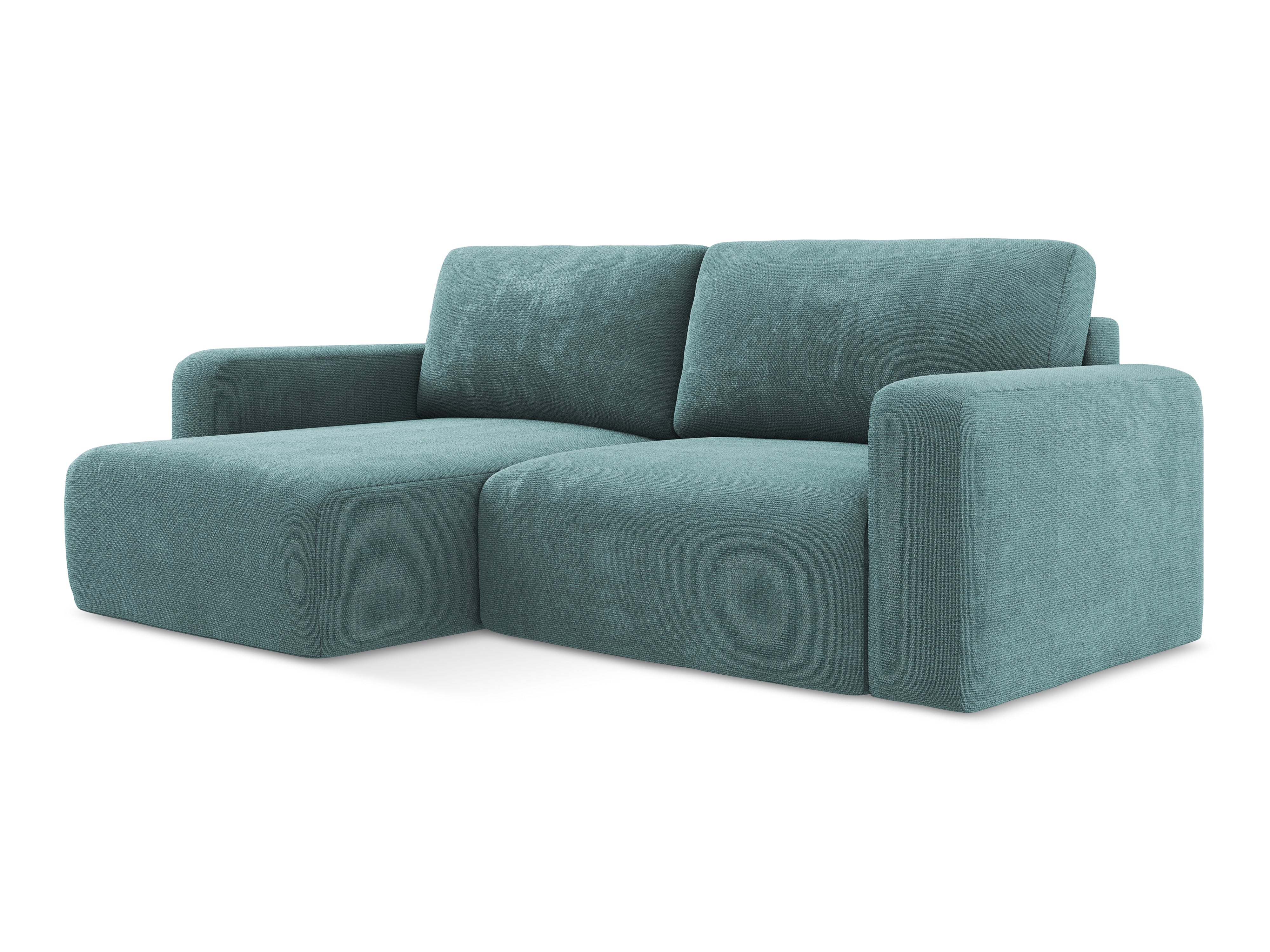 Left-sided corner sofa bed KONA in denim blue chenille