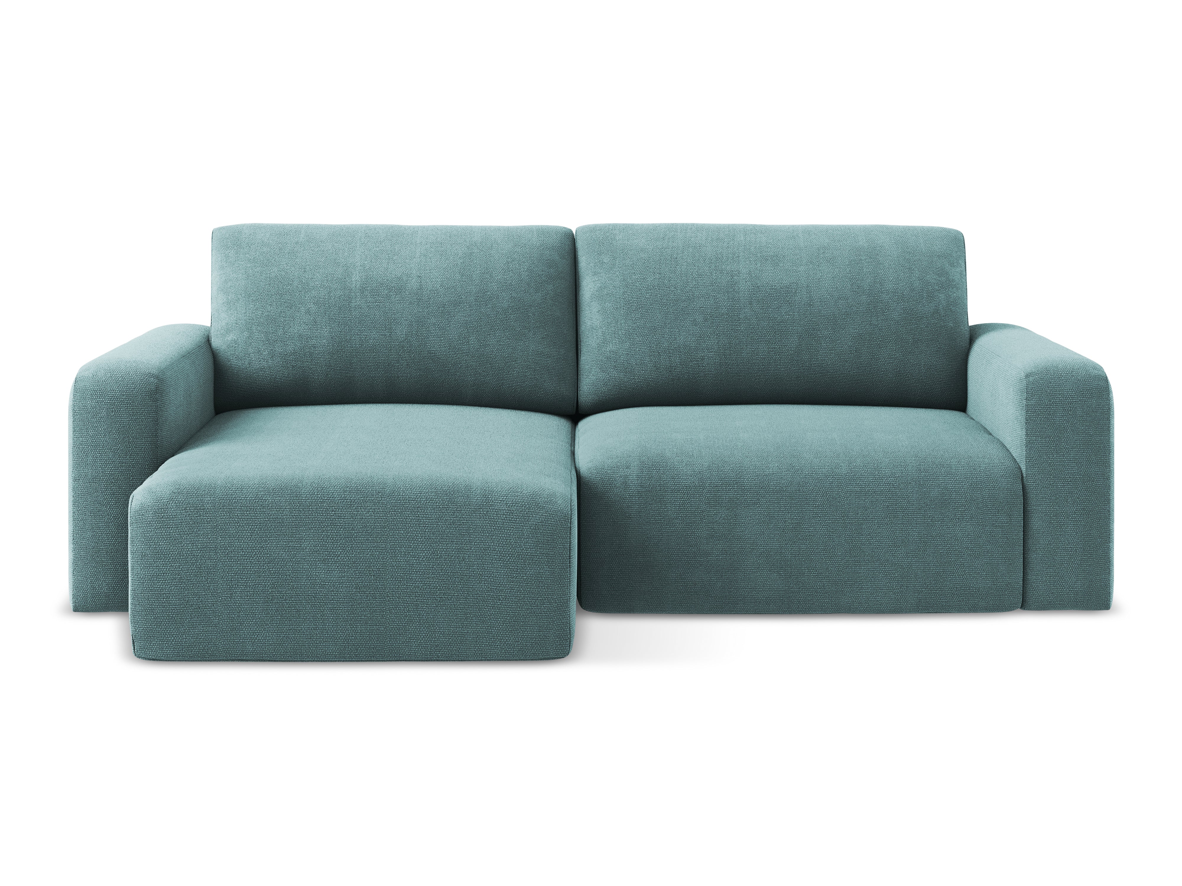 Left-sided corner sofa bed KONA in denim blue chenille