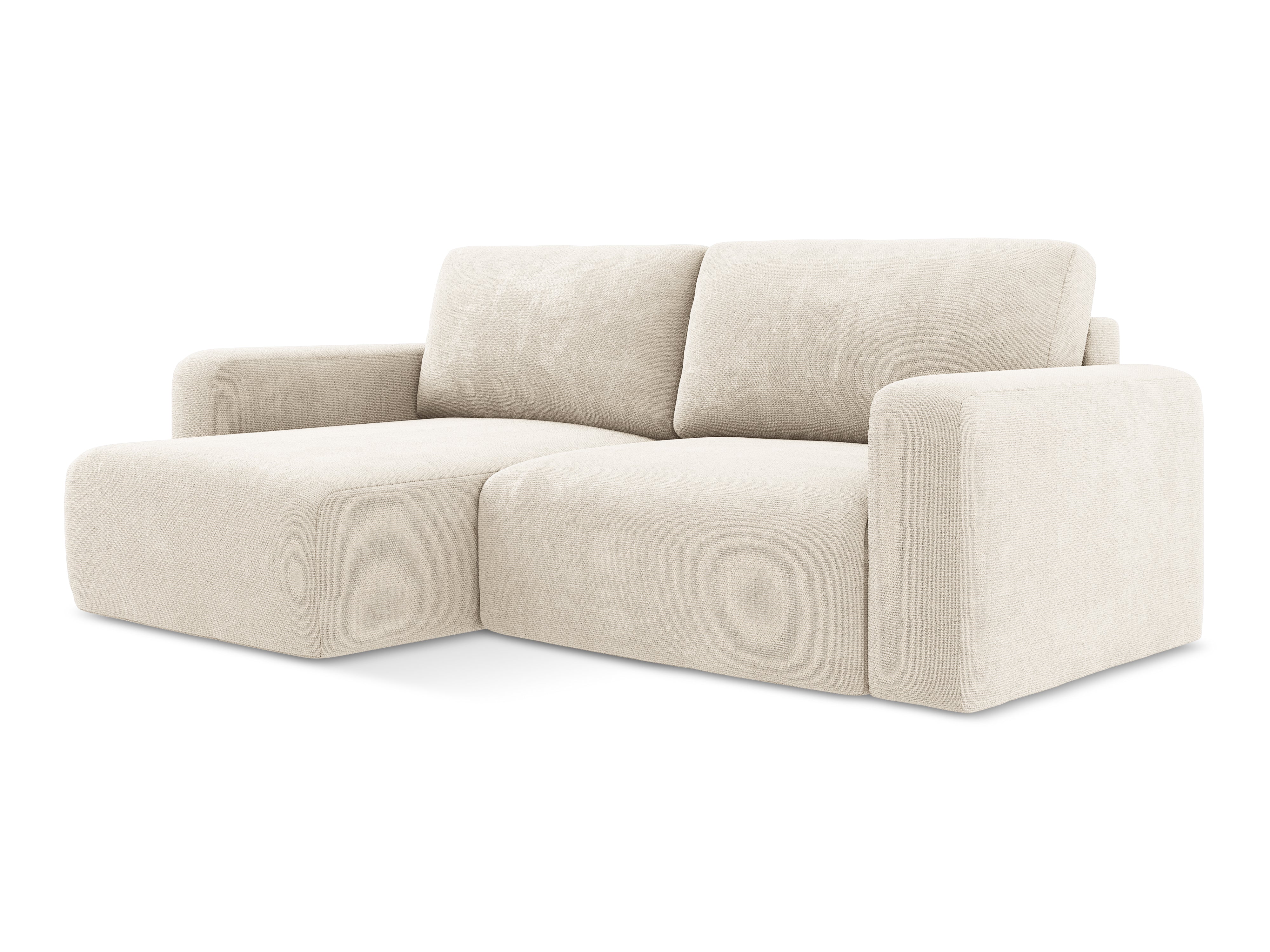 Left-sided corner sofa bed KONA light beige chenille