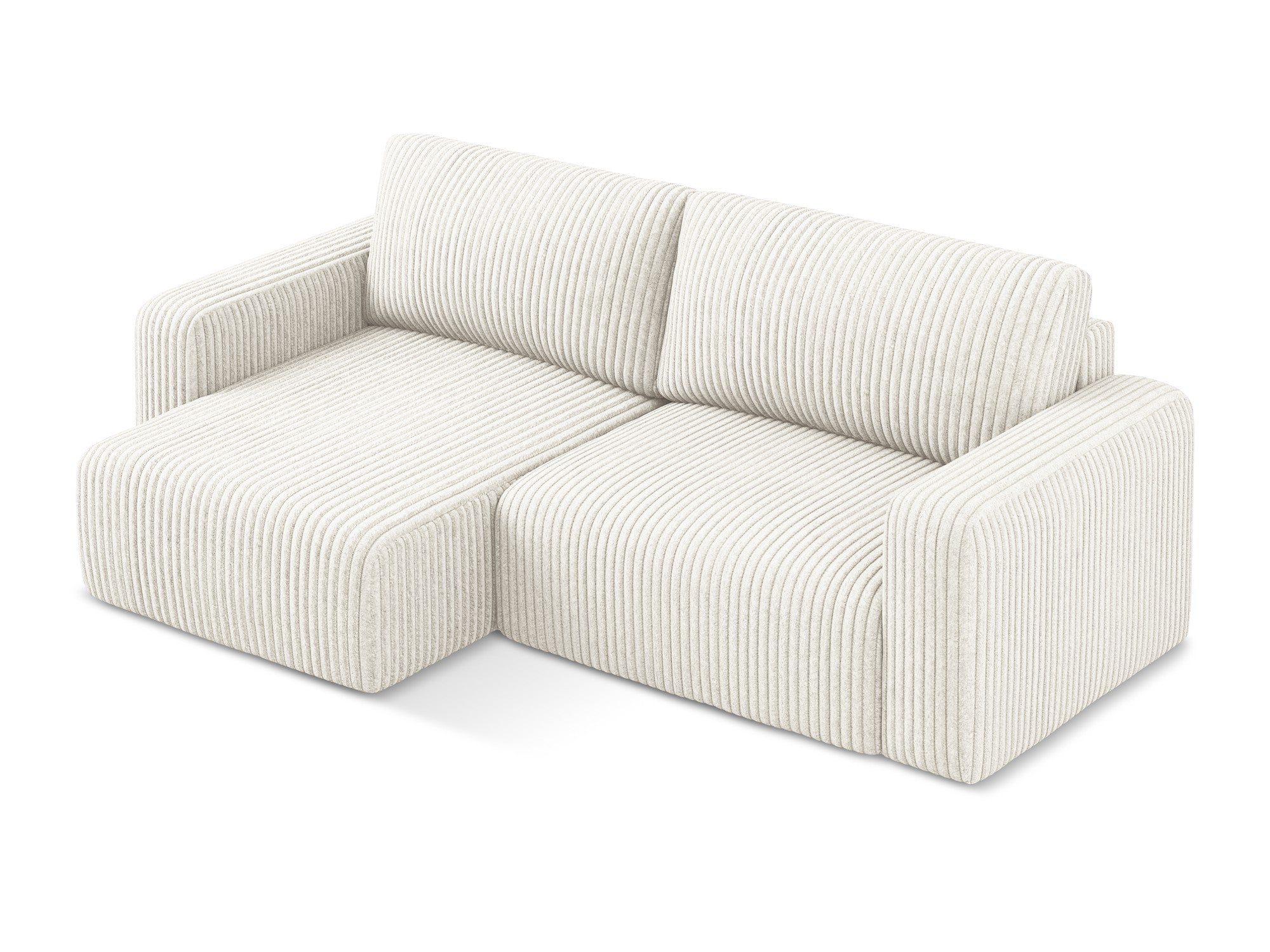 Left-sided corner sofa bed KONA light beige corduroy