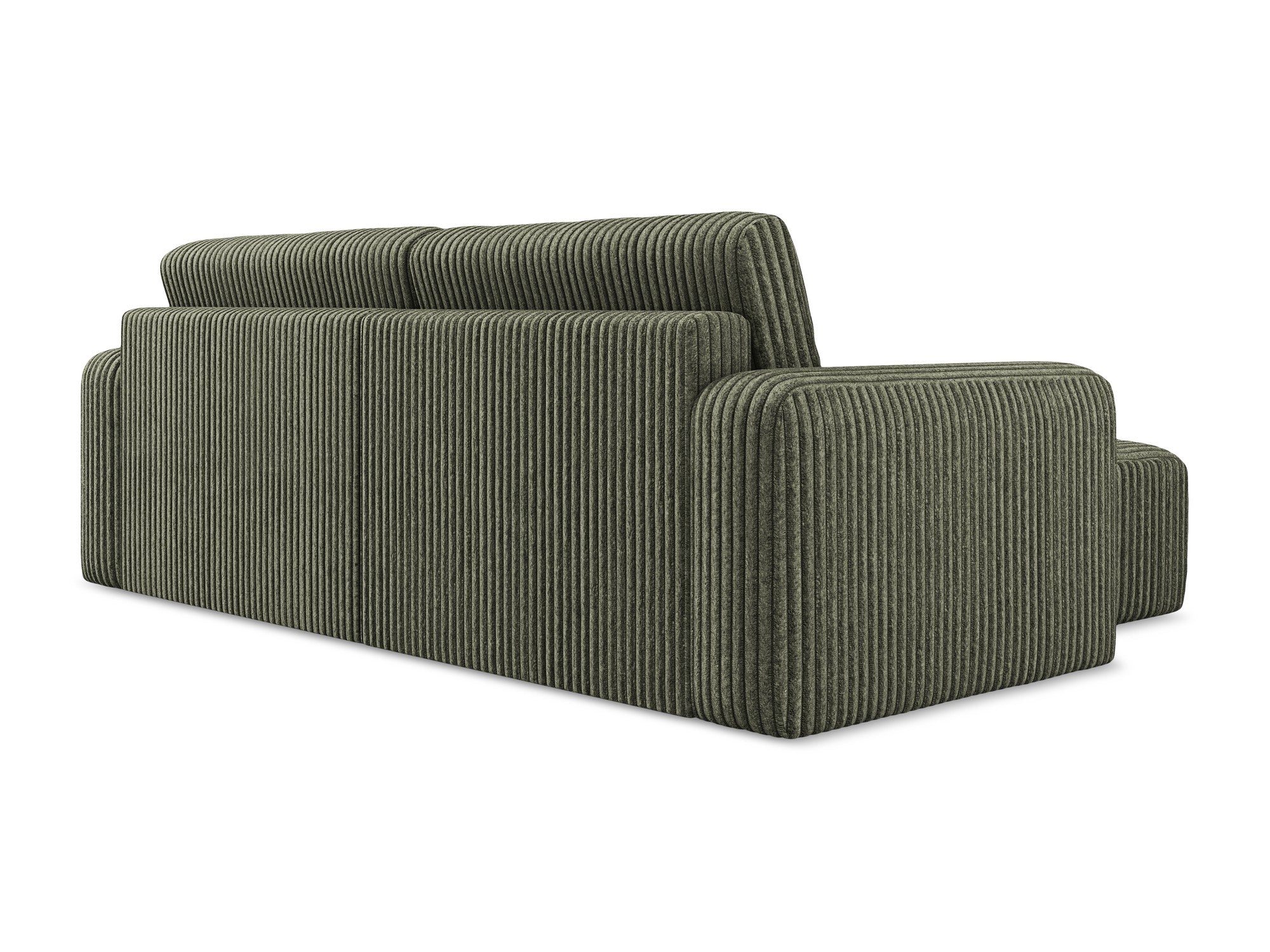 Left-sided corner sofa bed KONA in olive corduroy