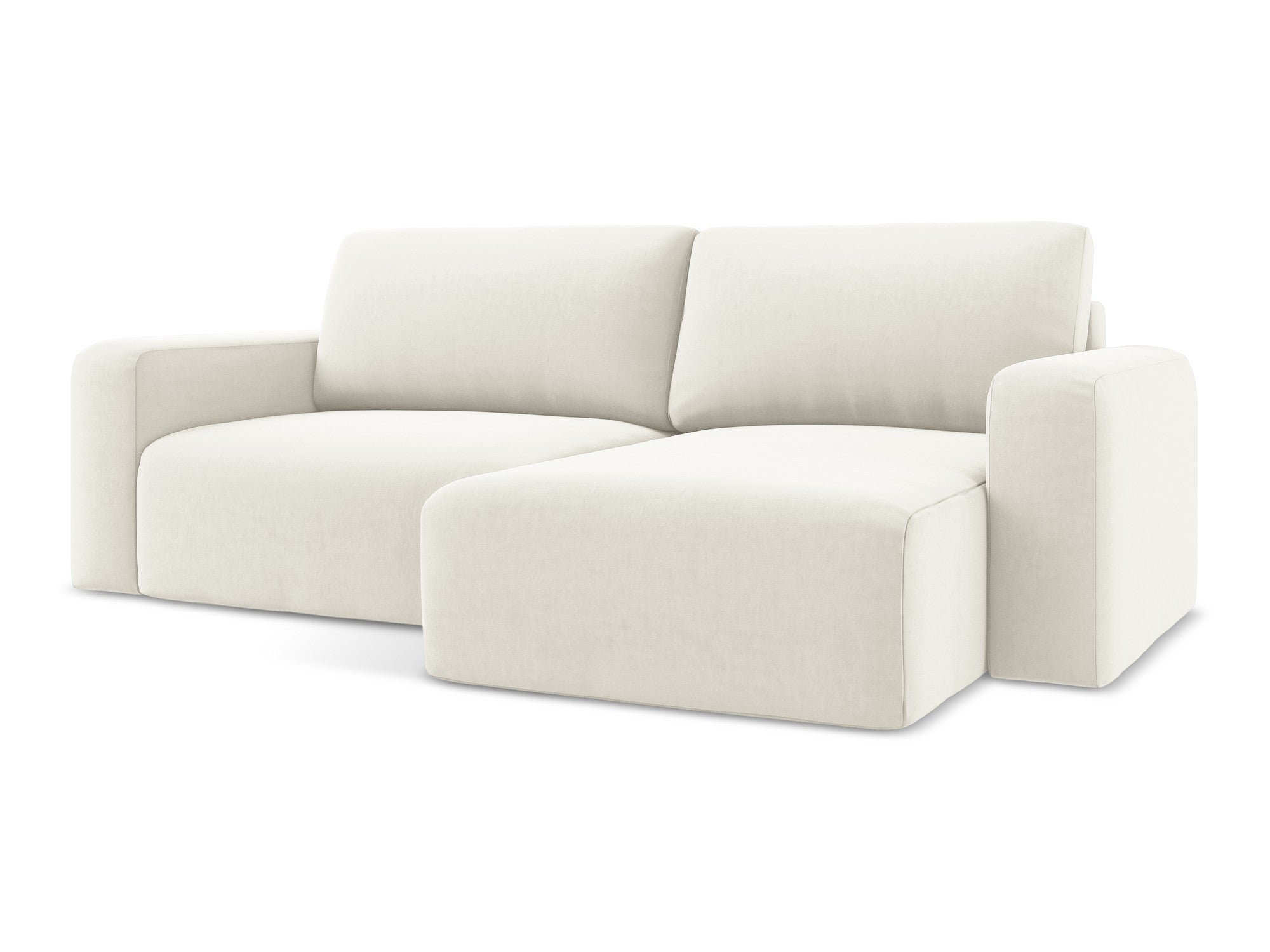 Right-facing velvet corner sofa bed KONA light beige