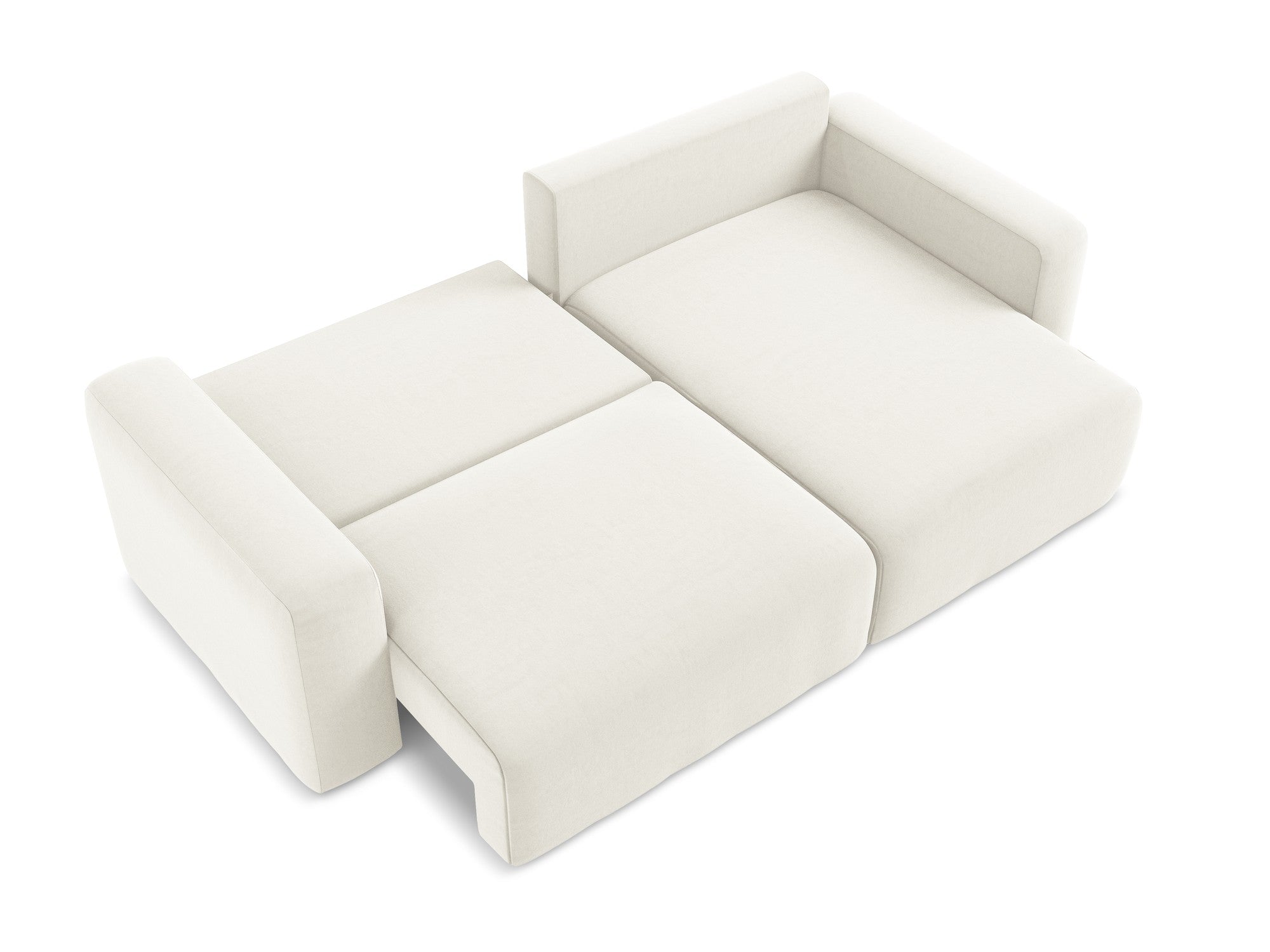 Right-facing velvet corner sofa bed KONA light beige