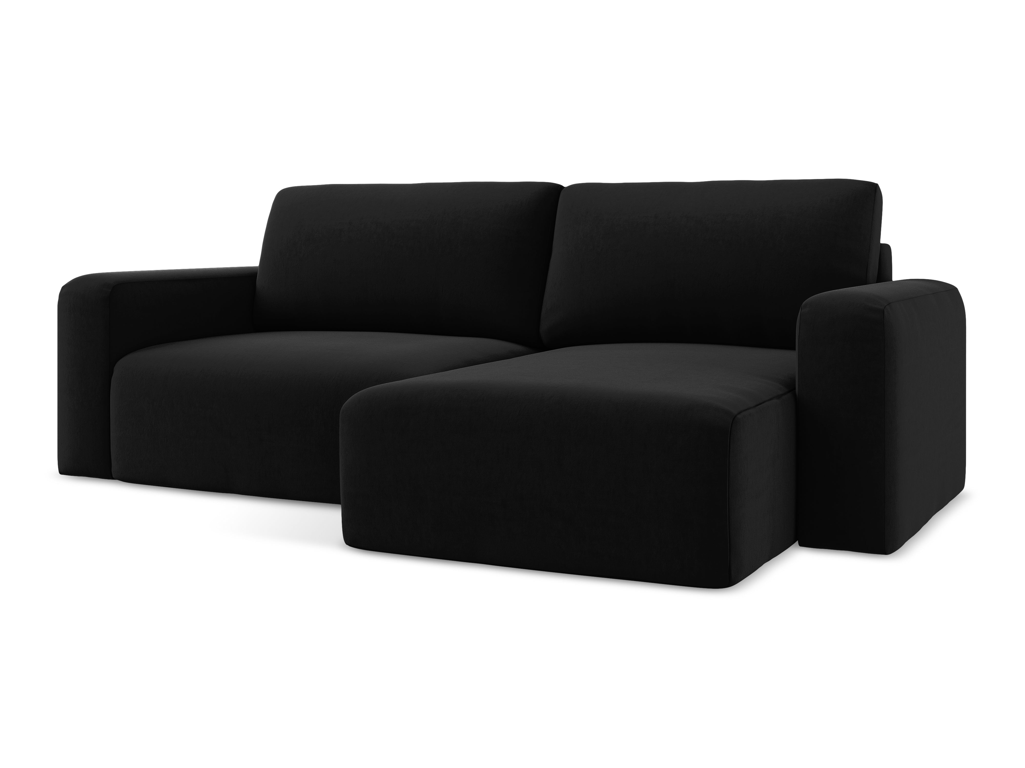 Right-facing velvet corner sofa bed KONA black