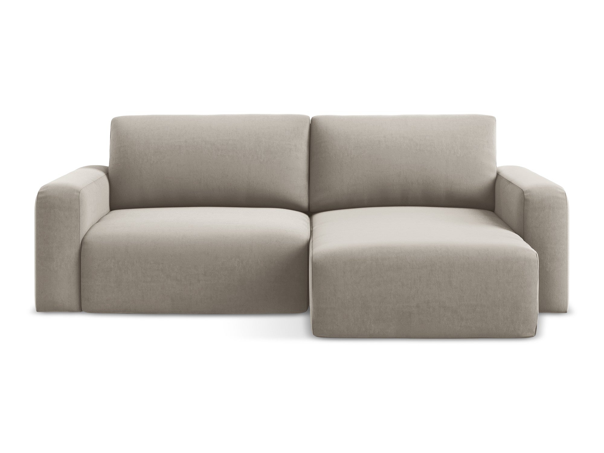 Right-facing velvet corner sofa bed KONA taupe