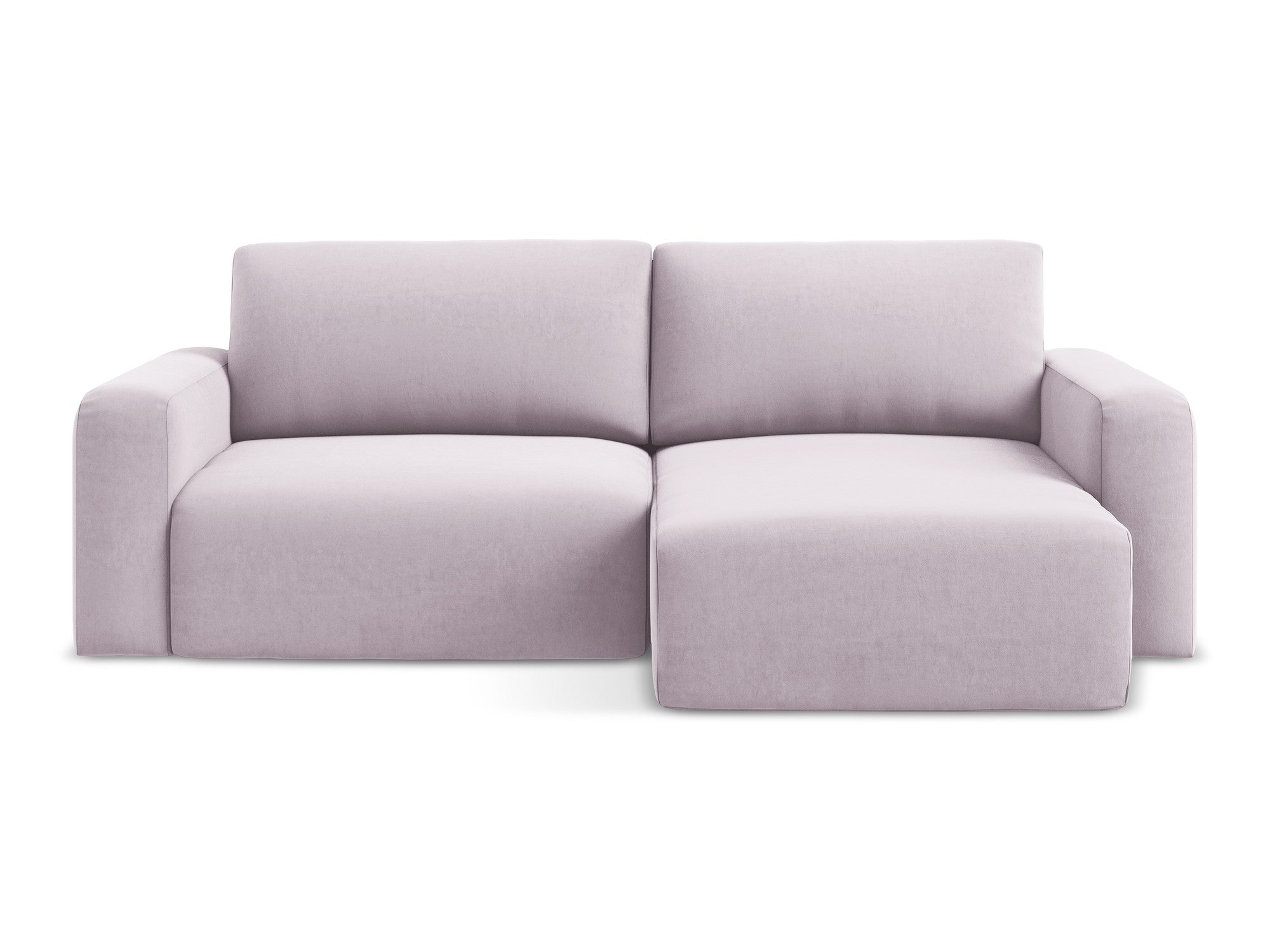 Sametový rohový gauč pravostranný s funkcí spaní KONA levandulový